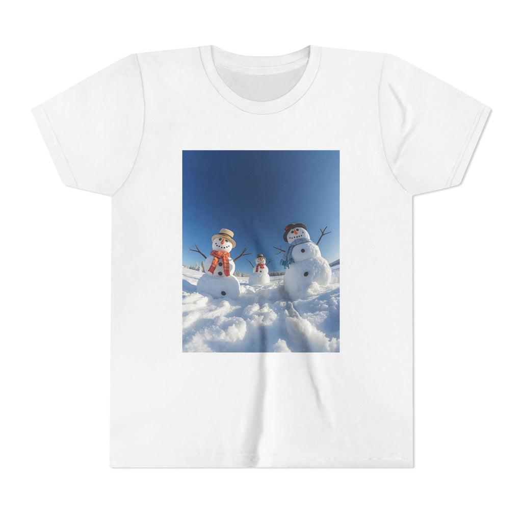 Festive Christmas Snowman Family Youth Short Sleeve Tee
