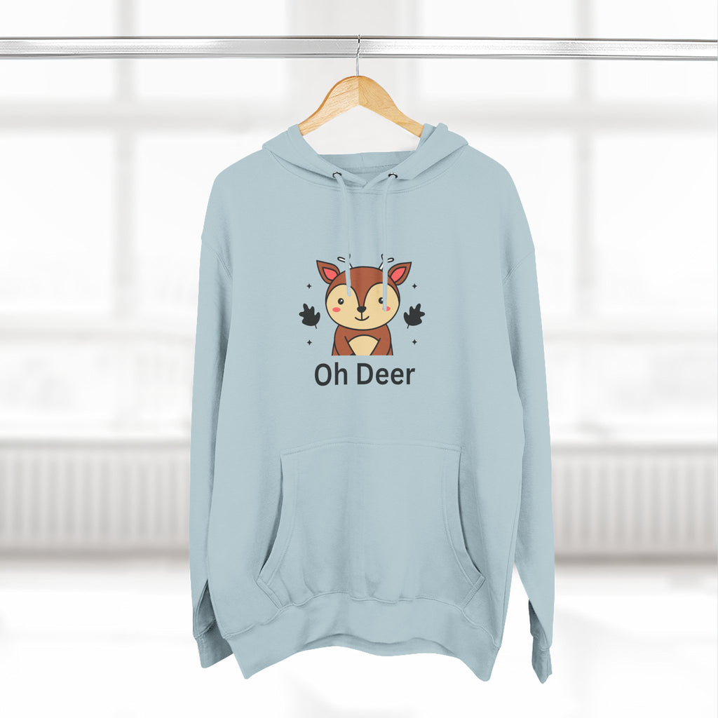 Oh Deer Fleece Hoodie - Cozy Wildlife Sweater, Cute Animal Apparel, Gifts for Nature Lovers, Cute Fall Outfit, Seasonal Comfort Wear