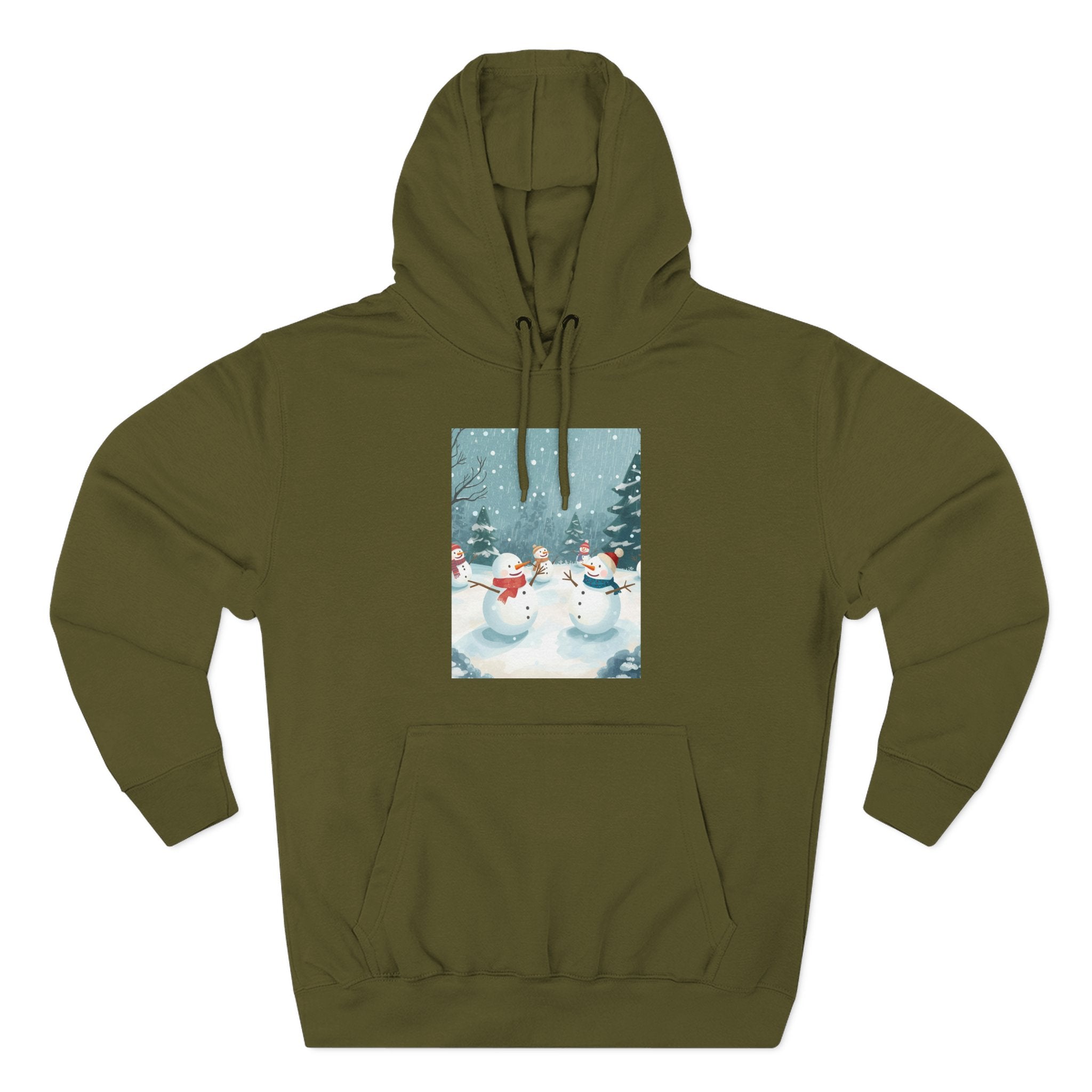 Cozy Snowman Hoodie, Winter Apparel, Holiday Gift, Christmas, Fleece Hoodie, Seasonal Style, Cold Weather Wear
