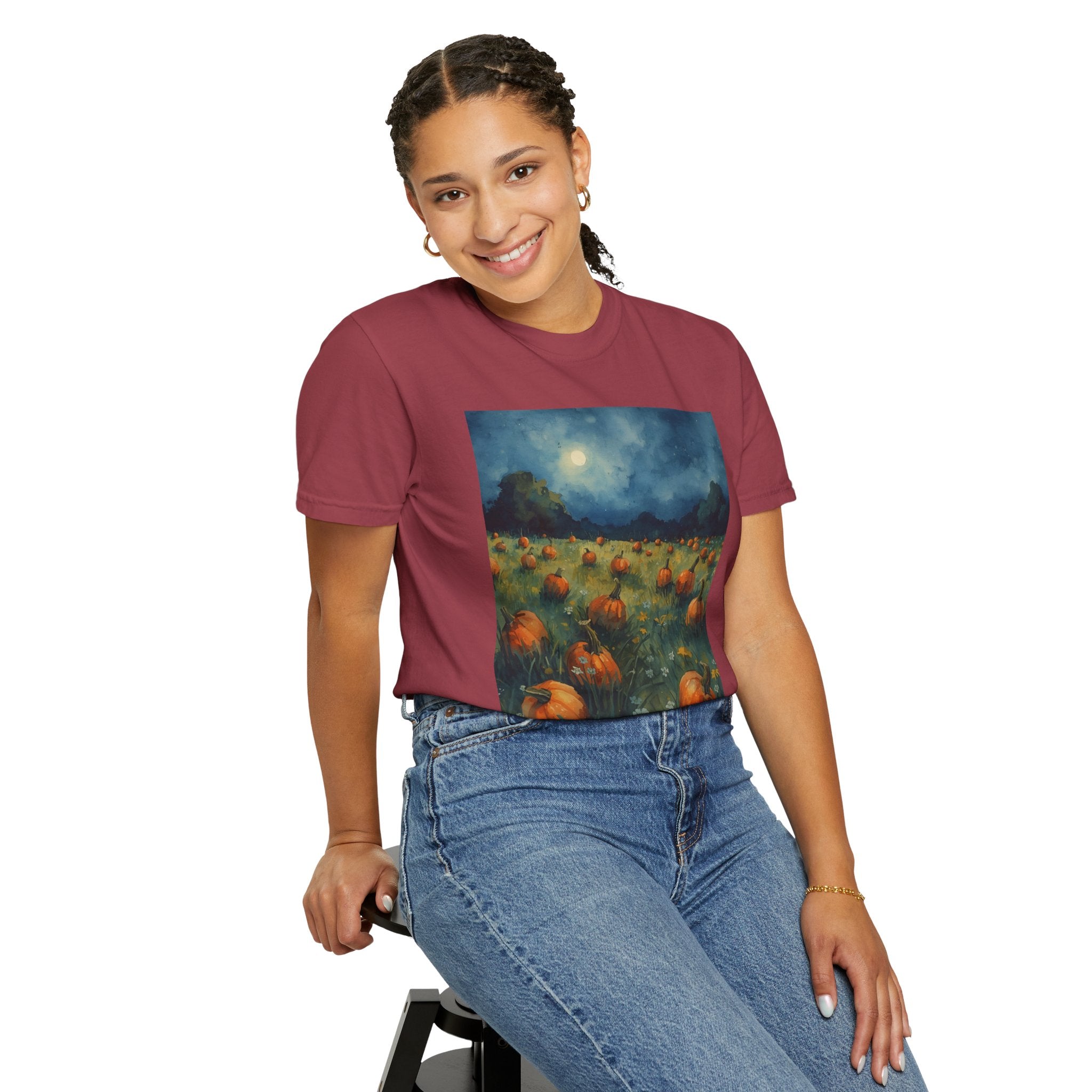 Autumn Pumpkin Field T-shirt | Unisex Fall Tee, Cozy Graphic Shirt, Halloween Gift, Harvest Fashion, Seasonal Wear, Pumpkin Lovers