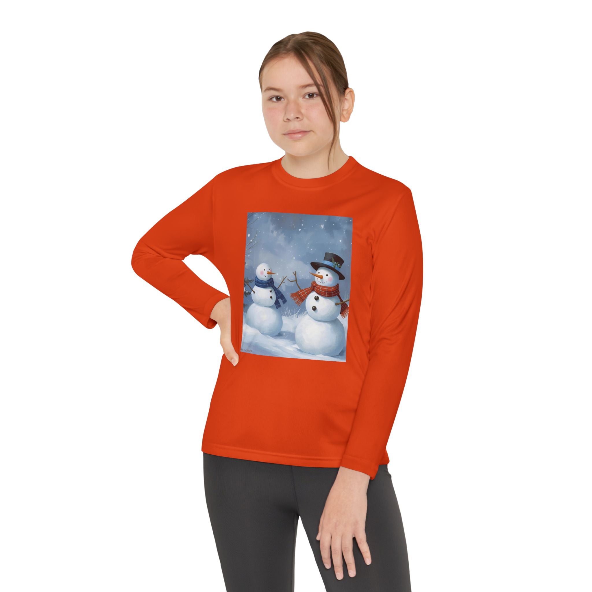 Christmas Snowman Family Youth Long Sleeve Competitor Tee