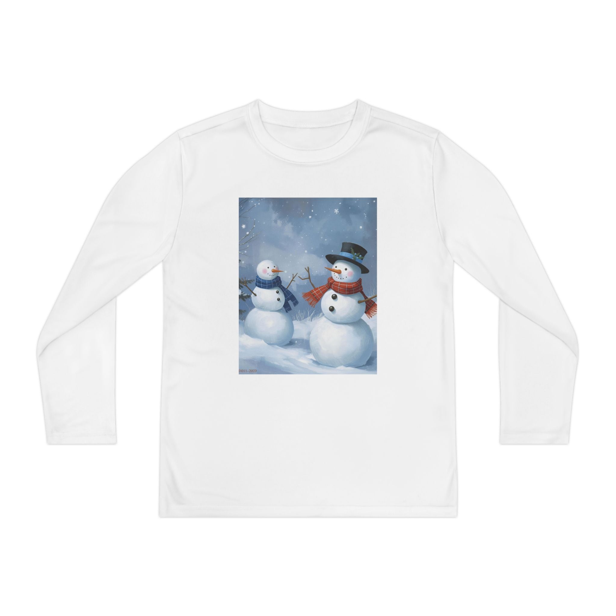 Christmas Snowman Family Youth Long Sleeve Competitor Tee