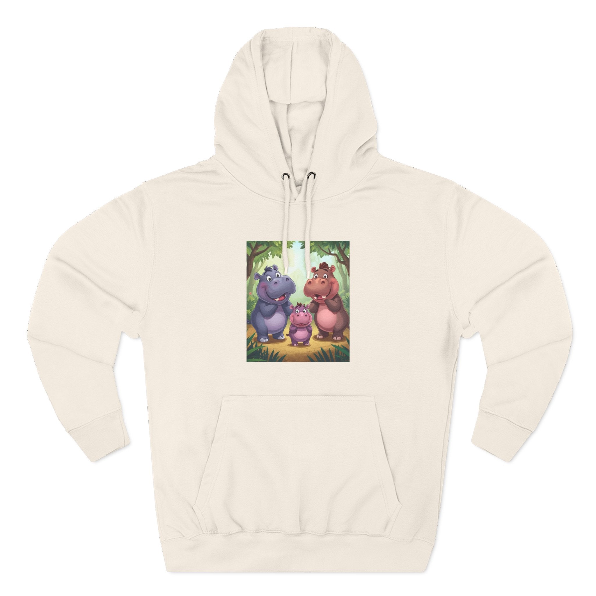 Hippo Cute Three-Panel Fleece Hoodie