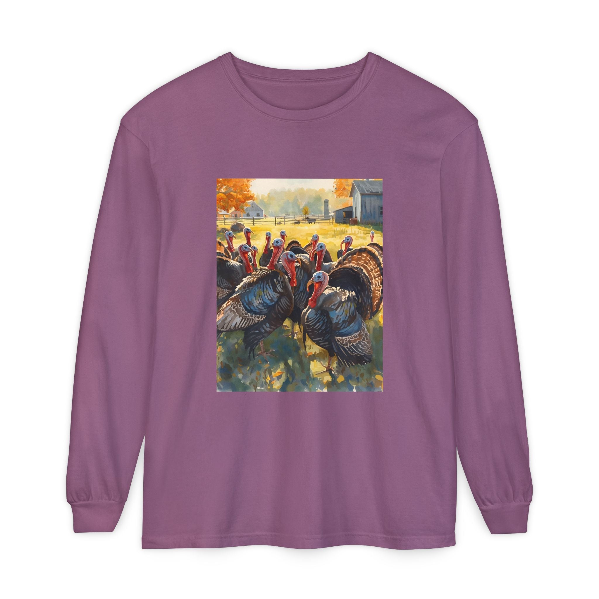 Thanksgiving Turkey Unisex Garment-dyed Long Sleeve T-Shirt