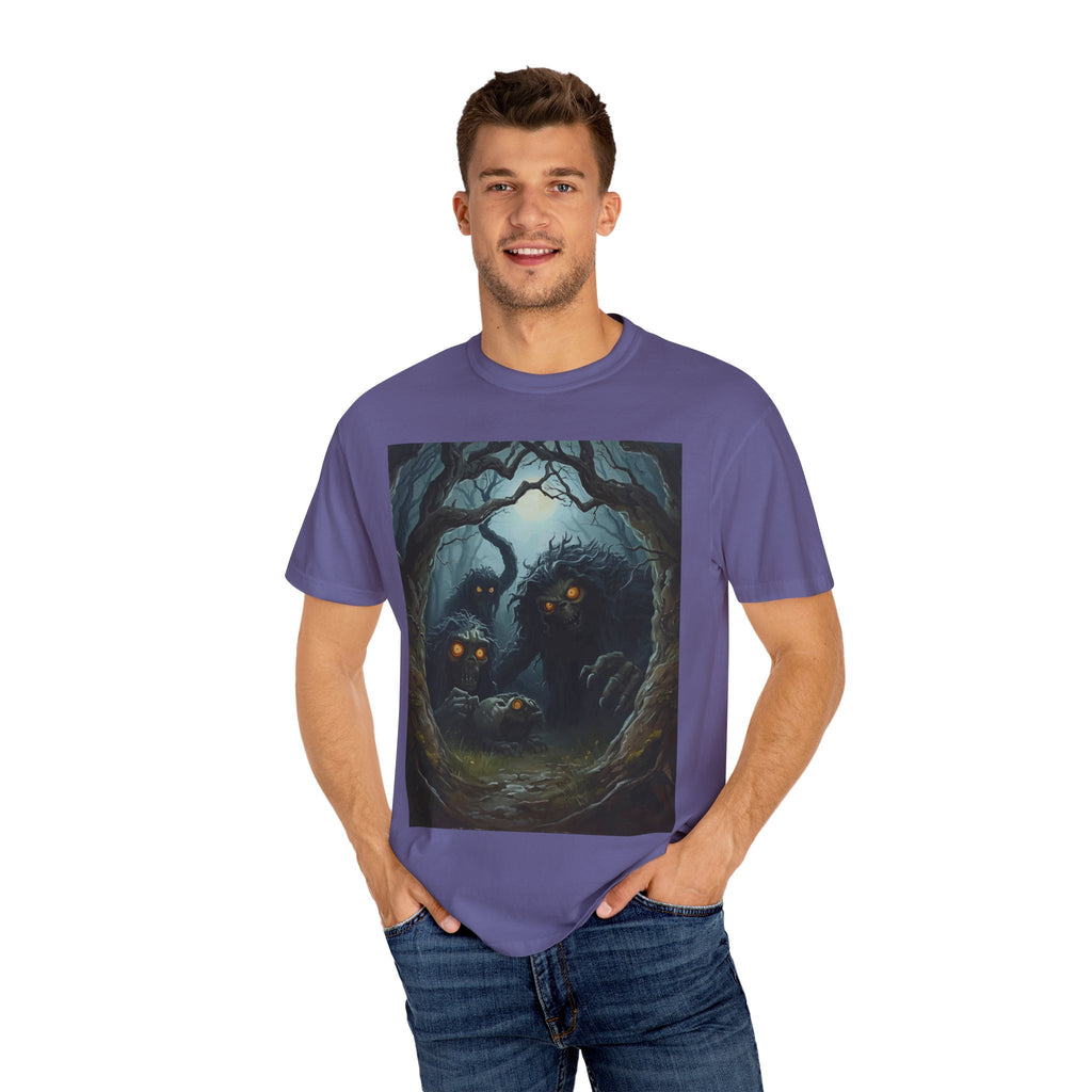 Spooky Mysterious Forest Graphic T-Shirt, Unisex Tee, Nature Lover Gift, Halloween Apparel, Unique Artwear