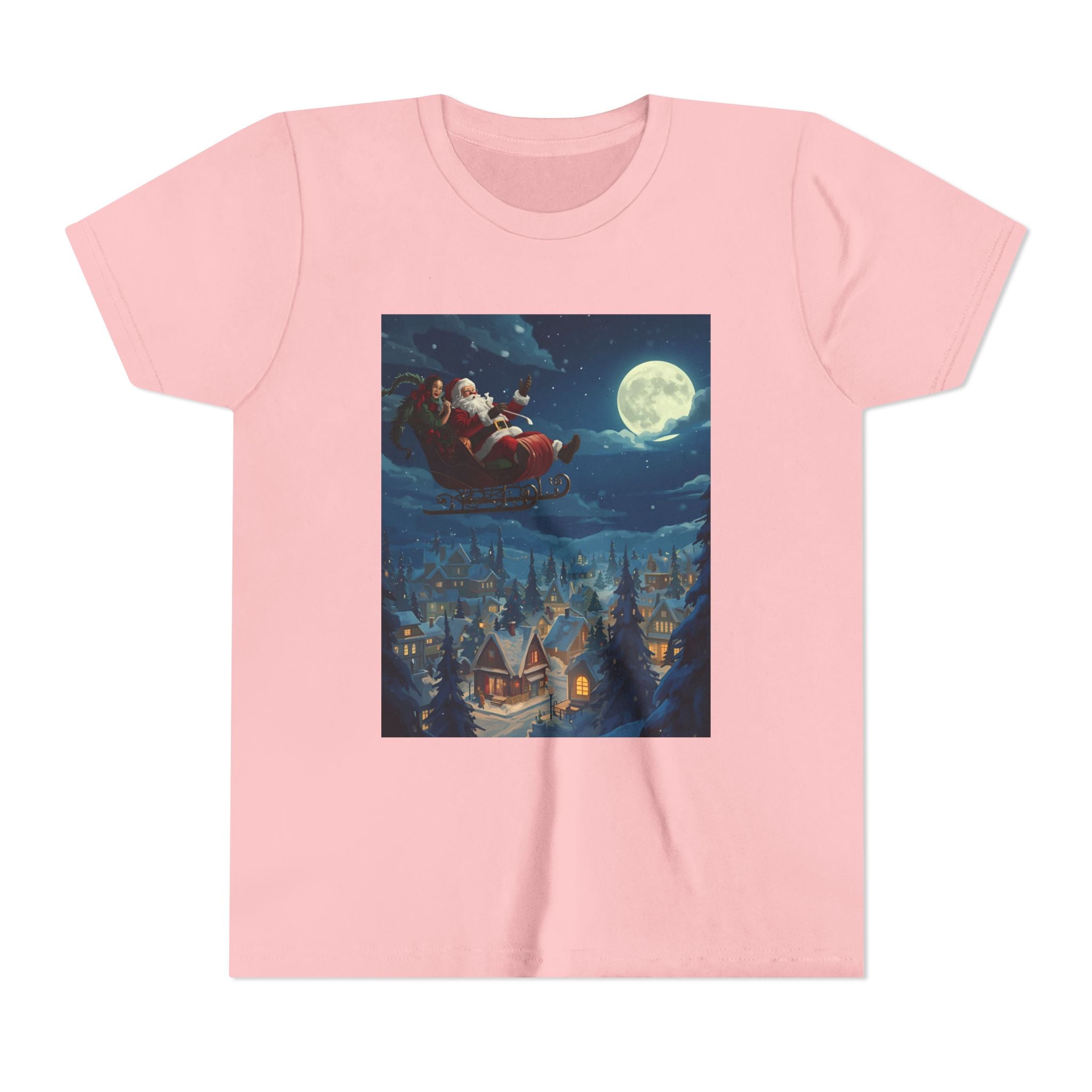 Christmas Santa Sleigh Youth Short Sleeve Tee