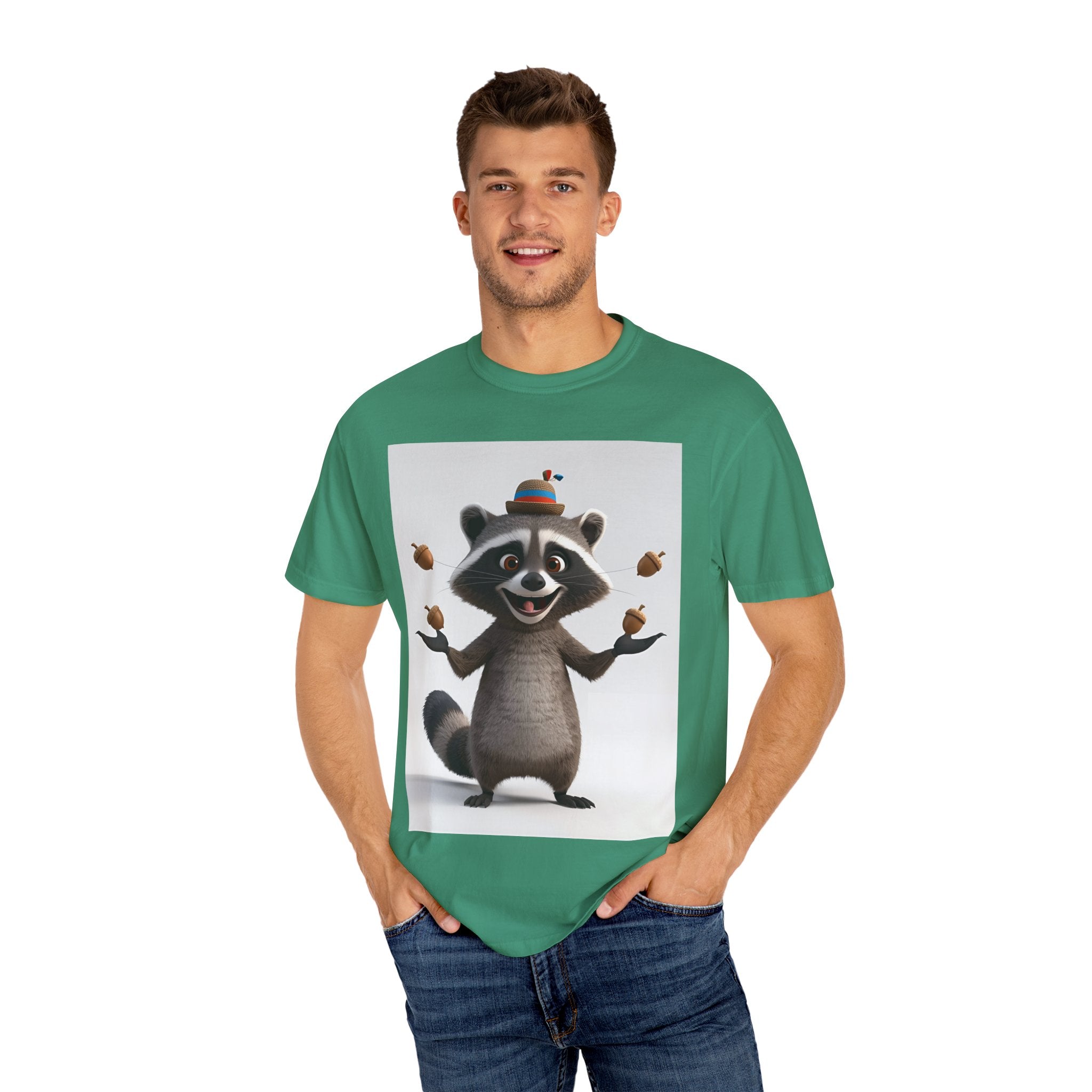 Whimsical Raccoon T-Shirt, Unisex Graphic Tee, Cute Animal Shirt, Fun Gift for Kids and Adults, Quirky Nature Lover Apparel, Party Wear