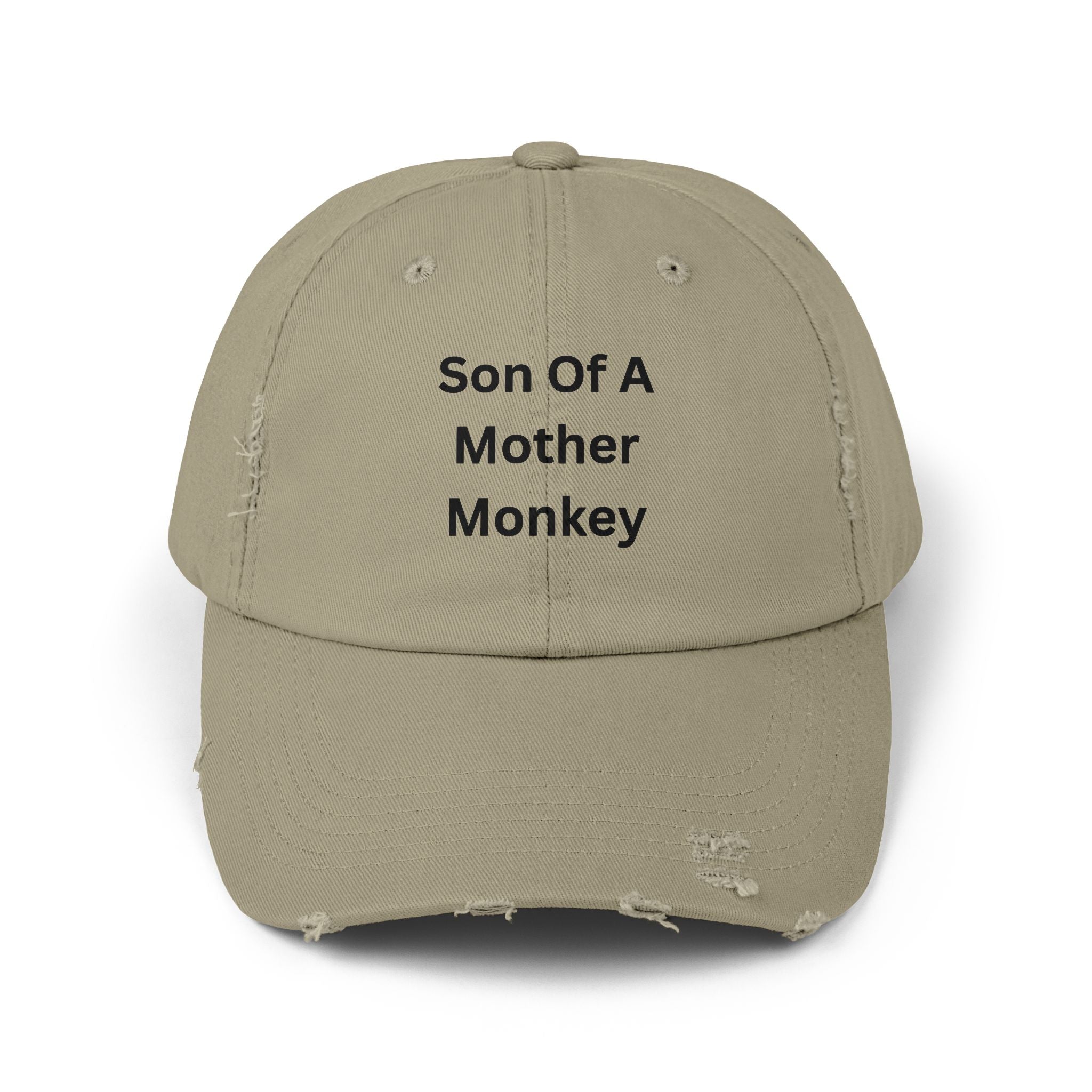 Unisex Distressed Cap featuring 'Son Of A Mother Monkey', Funny Gift, Casual Style, Birthday Hat, Everyday Wear, Unique Statement Cap