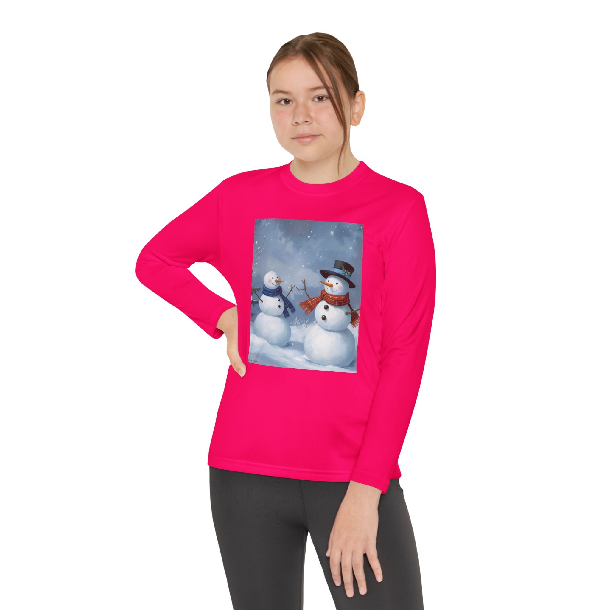 Christmas Snowman Family Youth Long Sleeve Competitor Tee