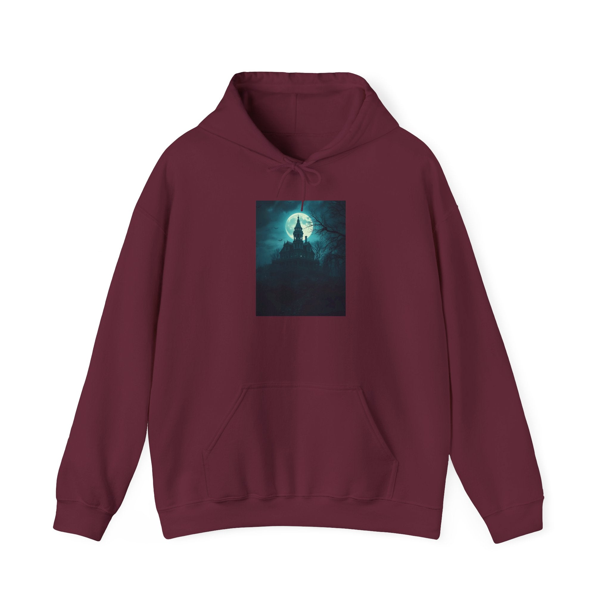 Haunted Moonlight Mystical Nightscape Hooded Sweatshirt - Cozy Casual, Unisex Fashion, Gift Idea, Halloween Apparel, Unique Statement Piece
