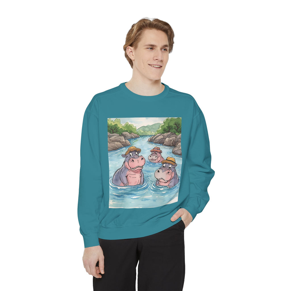 Hippo Cute Unisex Garment-Dyed Sweatshirt