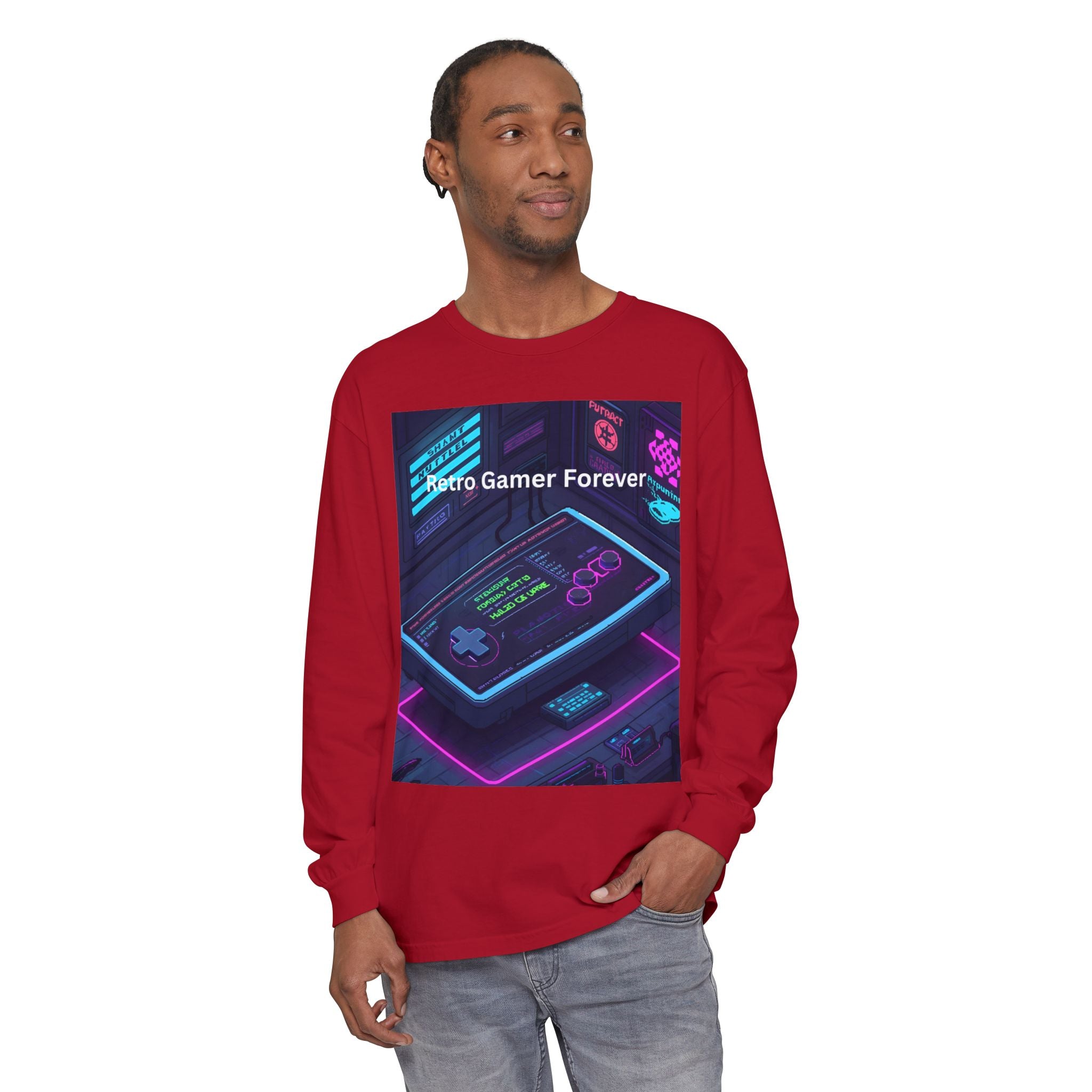 Retro Game Controller Unisex Garment-dyed Long Sleeve T-Shirt