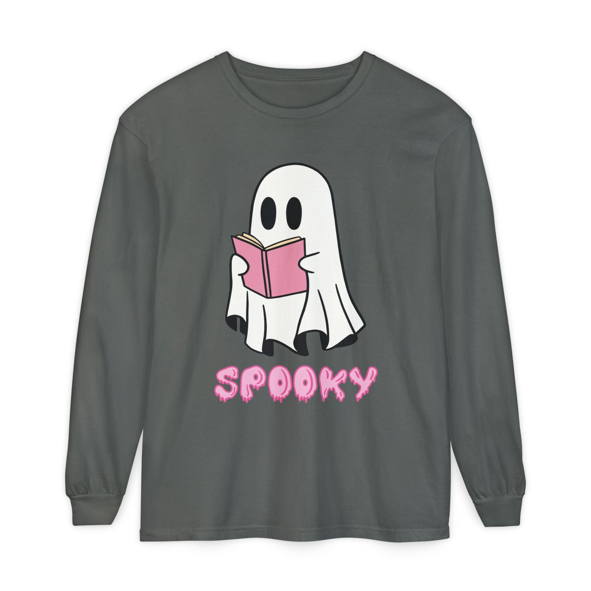 Spooky Ghost Long Sleeve T-Shirt, Halloween Shirt, Unisex Tee, Cozy Casual Apparel, Ghost Reading Book Design, Perfect for Fall [...]