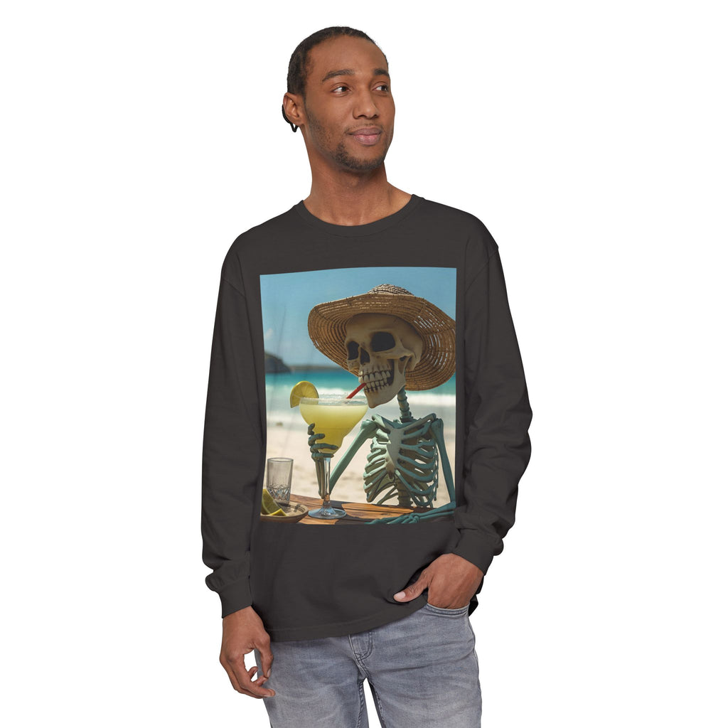 Chill Vibes Skeleton Unisex Garment-dyed Long Sleeve T-Shirt