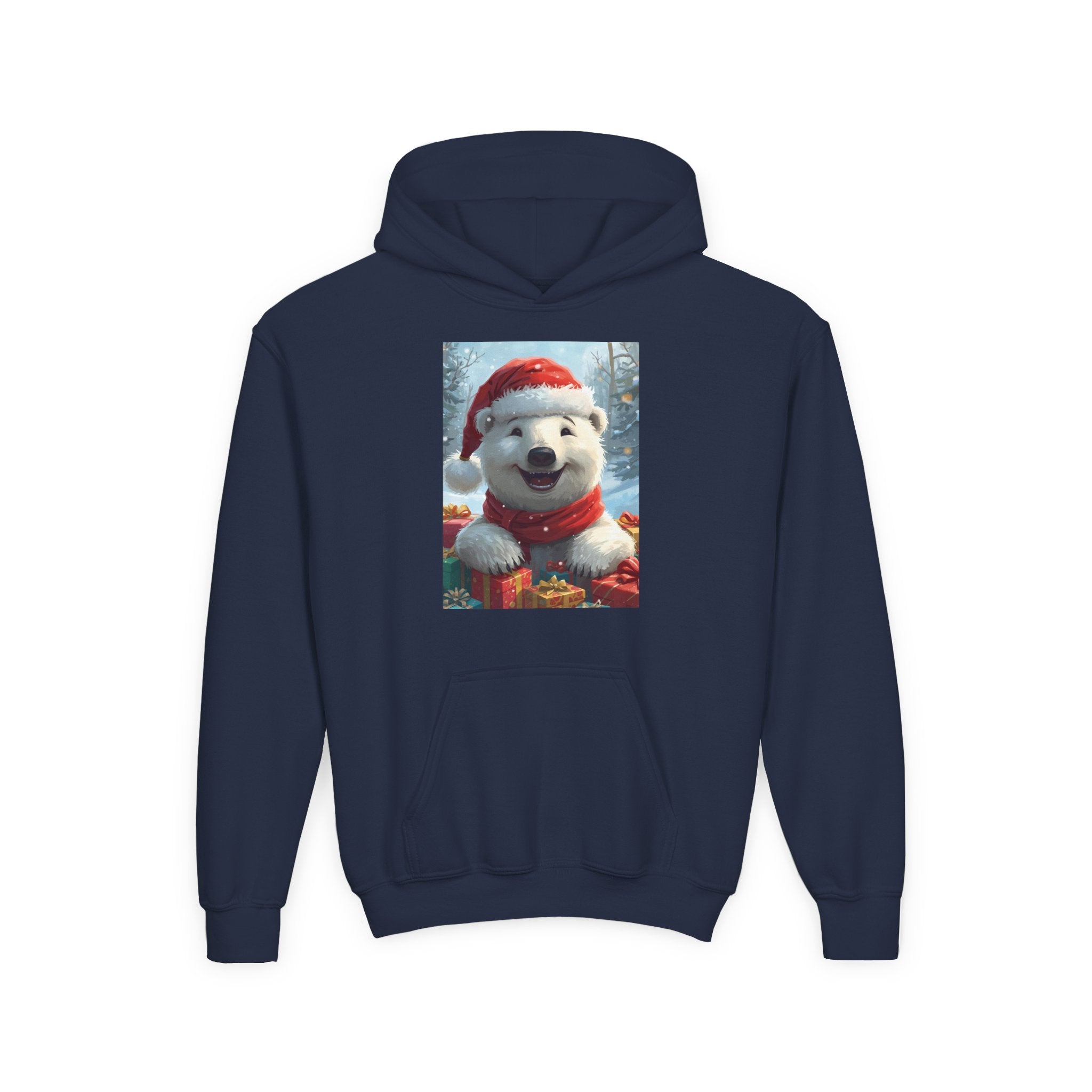 Christmas Bear Youth Heavy Blend Hooded Sweatshirt