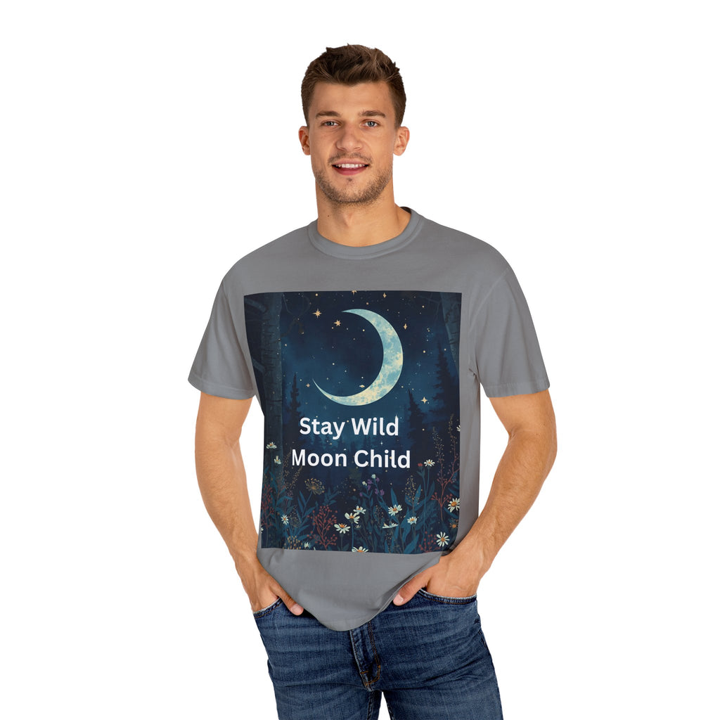 Unisex Stay Wild Moon Child T-Shirt, Stay Wild Graphic Tee, Boho Style Shirt, Gift for Nature Lovers, Vintage Vibe Apparel