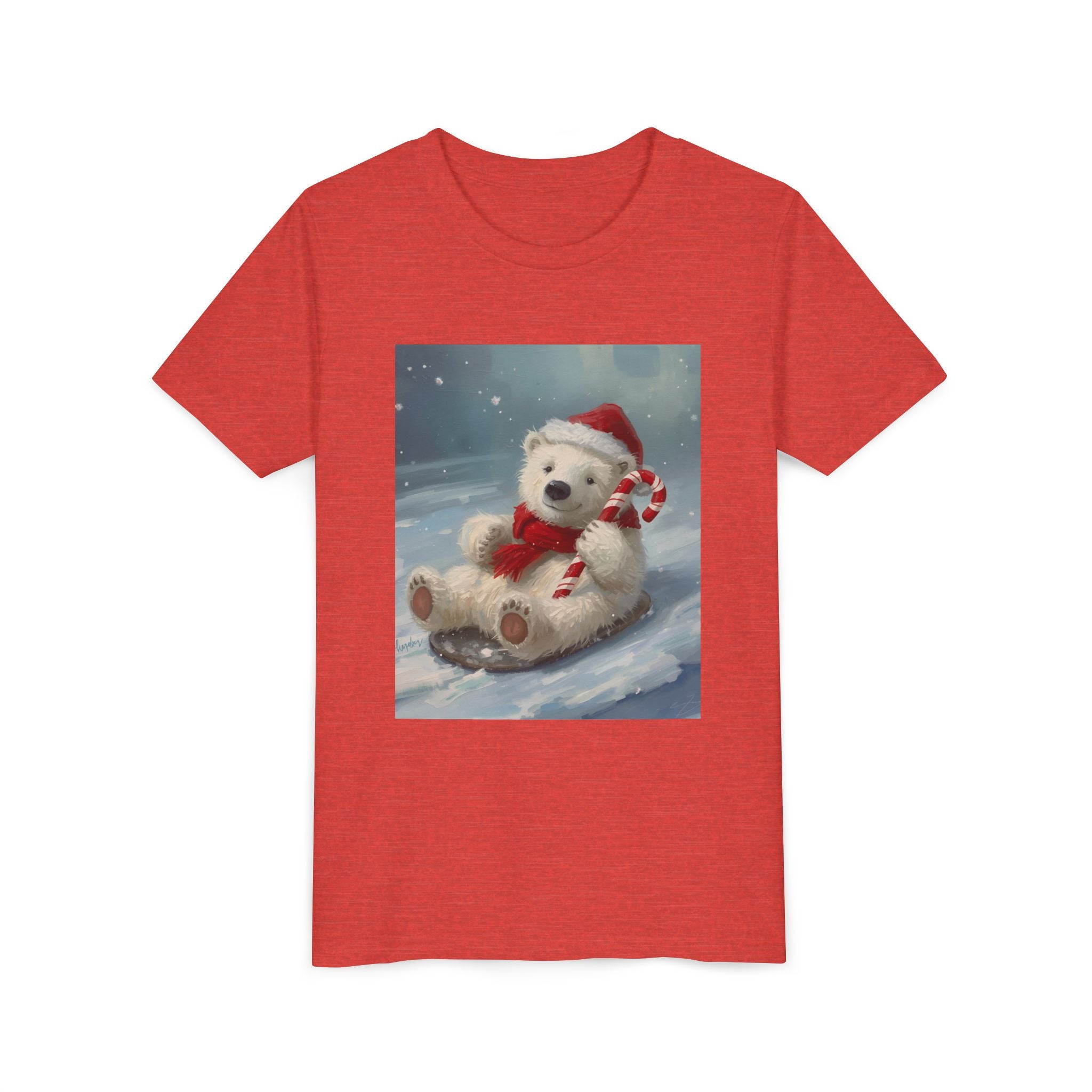Cute Christmas Bear Youth Short Sleeve Tee