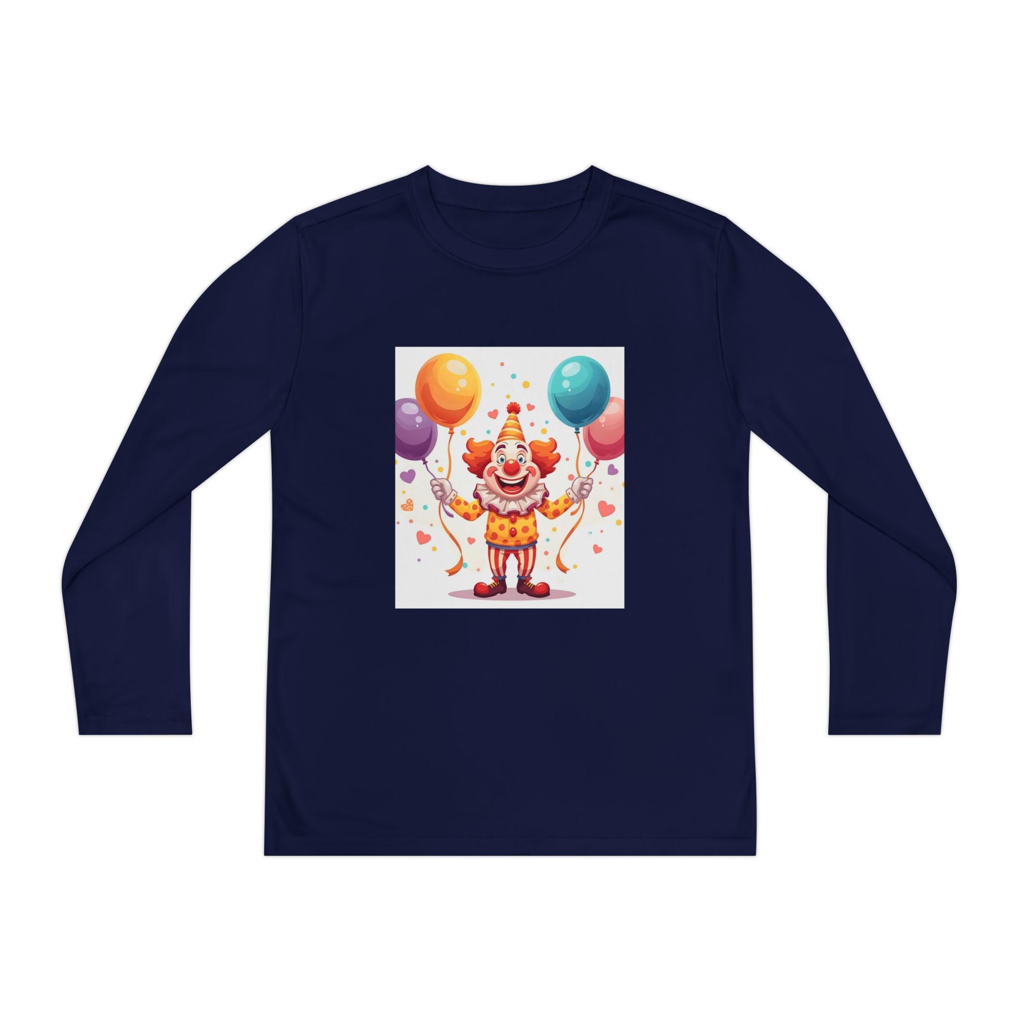 Birthday Clown With Balloons Youth Long Sleeve Competitor Tee