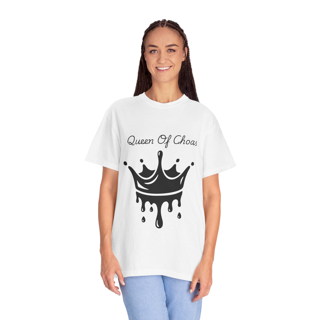 Queen of Chaos T-Shirt, Unisex Garment-Dyed Tee, Fun Casual Wear, Unique Gift Idea, Perfect for Celebrations