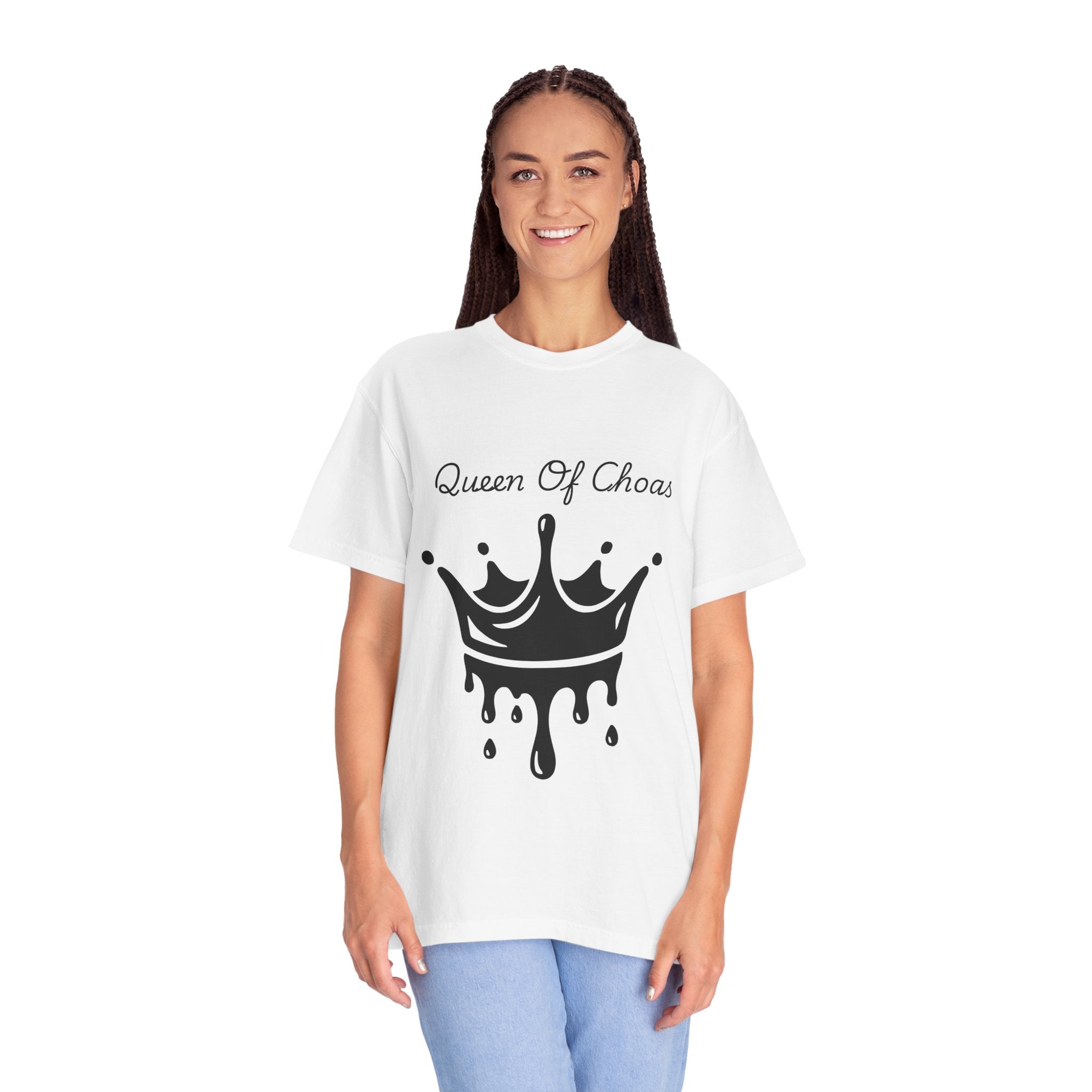 Queen of Chaos T-Shirt, Unisex Garment-Dyed Tee, Fun Casual Wear, Unique Gift Idea, Perfect for Celebrations