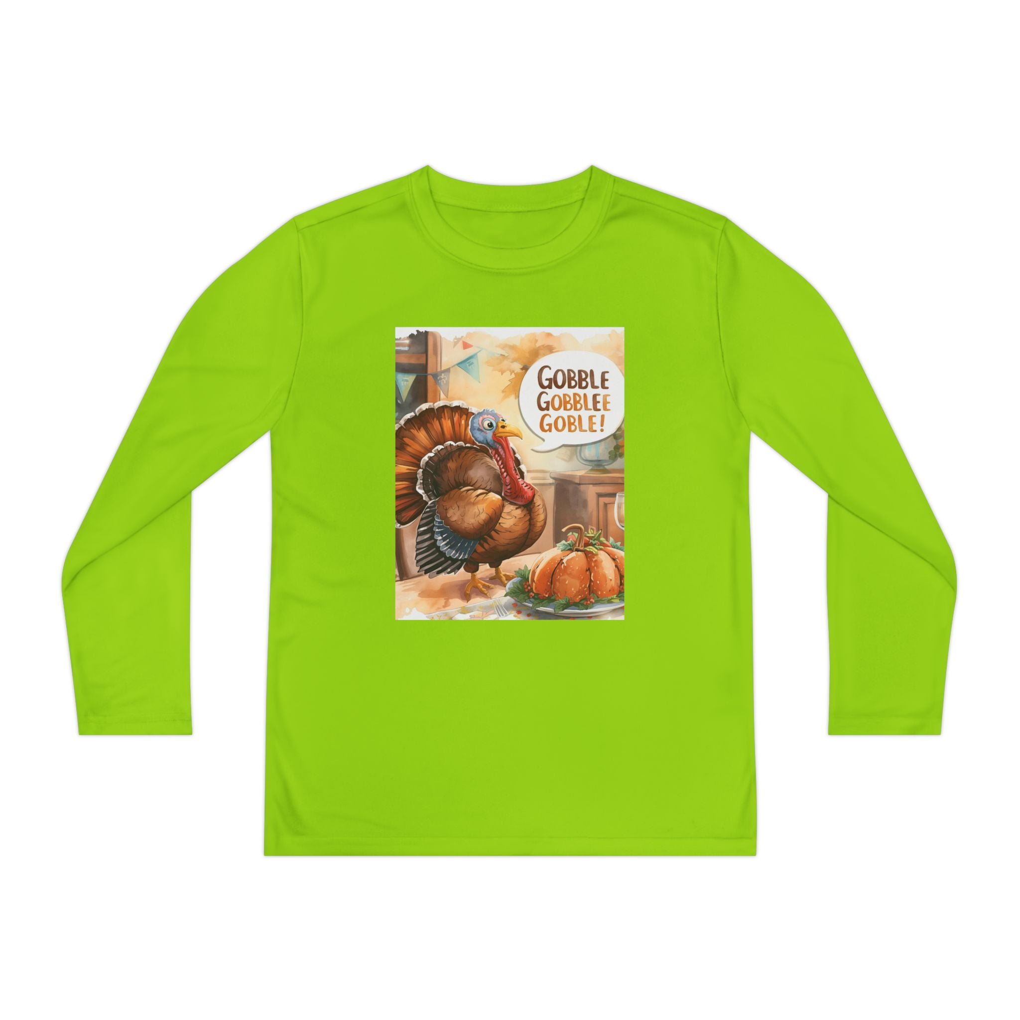 Thanksgiving Turkey Youth Long Sleeve Competitor Tee