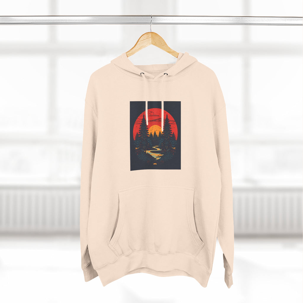 Cozy Nature Sunset Hoodie, Graphic Fleece Sweatshirt, Outdoor Apparel, Fall Fashion, Gift for Nature Lovers, Winter Wear