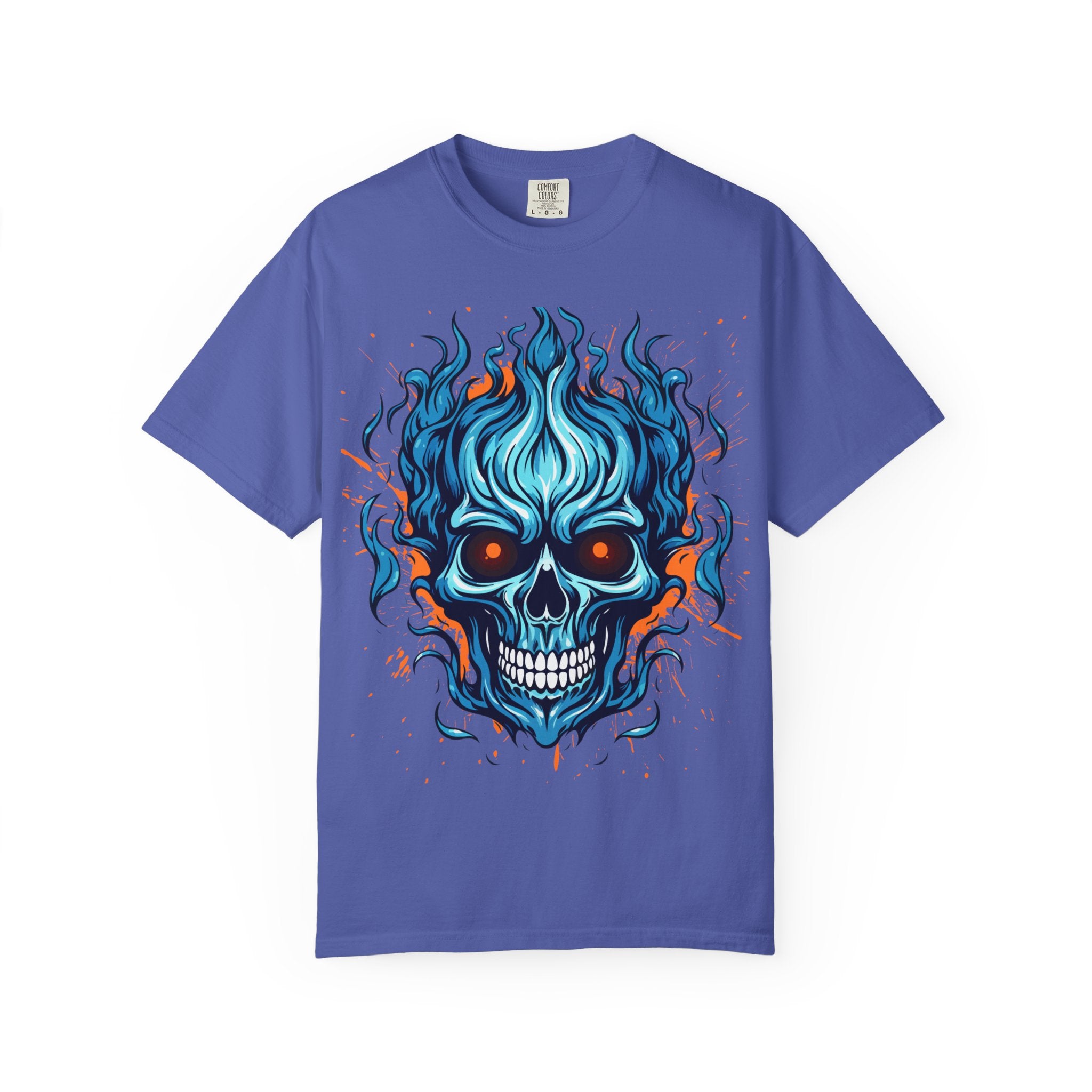 Flaming Skull T-Shirt, Unisex Graphic Tee, Edgy Casual Wear, Halloween Apparel, Gift for Rock Music Fans