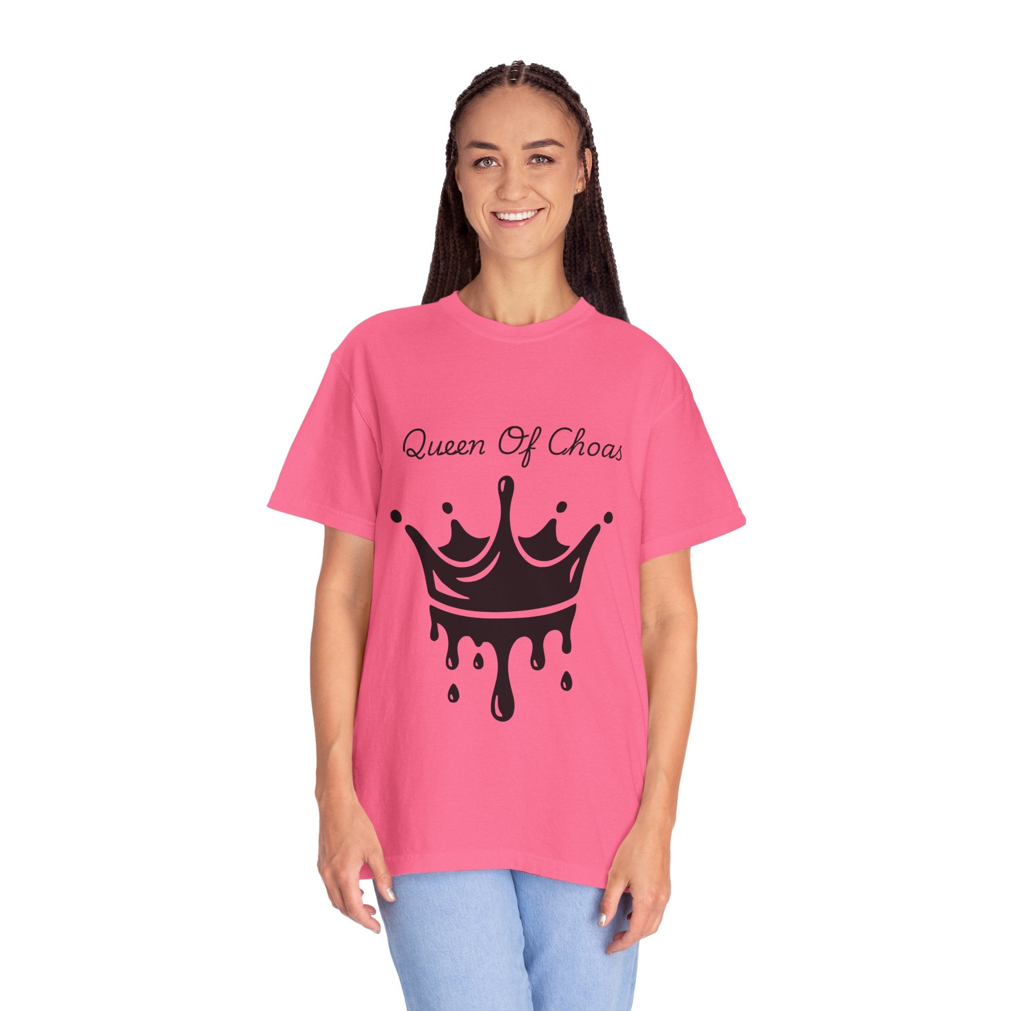 Queen of Chaos T-Shirt, Unisex Garment-Dyed Tee, Fun Casual Wear, Unique Gift Idea, Perfect for Celebrations
