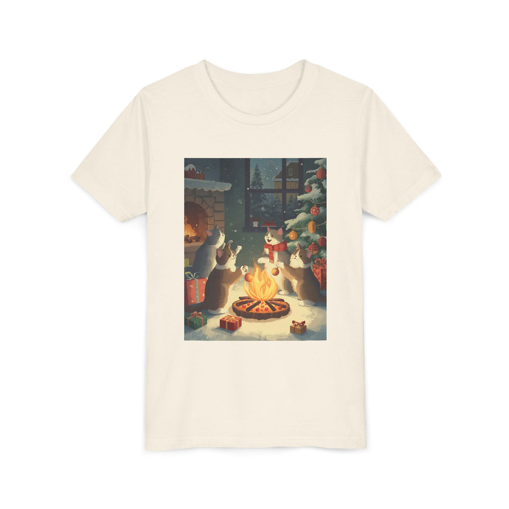 Cozy Christmas Youth Tee, Festive Graphic Short Sleeve Shirt, Holiday Charm for Kids, Cute Gift for Thanksgiving, Winter Gatherings