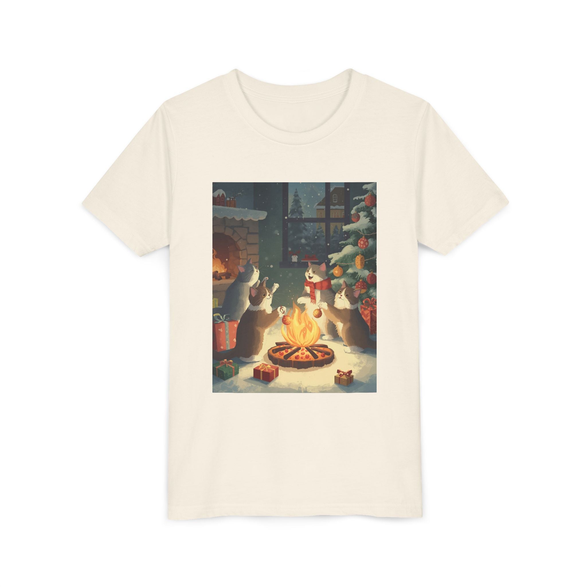 Cozy Christmas Youth Tee, Festive Graphic Short Sleeve Shirt, Holiday Charm for Kids, Cute Gift for Thanksgiving, Winter Gatherings