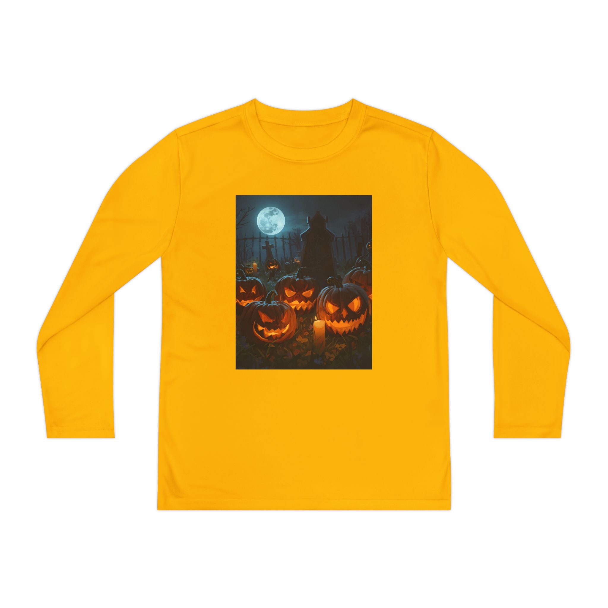 Spooky Halloween Pumpkin Youth Long Sleeve Competitor Tee