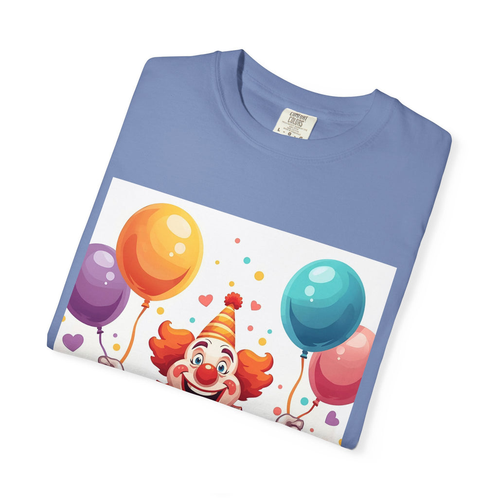 Colorful Clown Balloon T-Shirt, Fun Graphic Tee, Unisex party shirt, Circus themed apparel, Birthday gift for kids