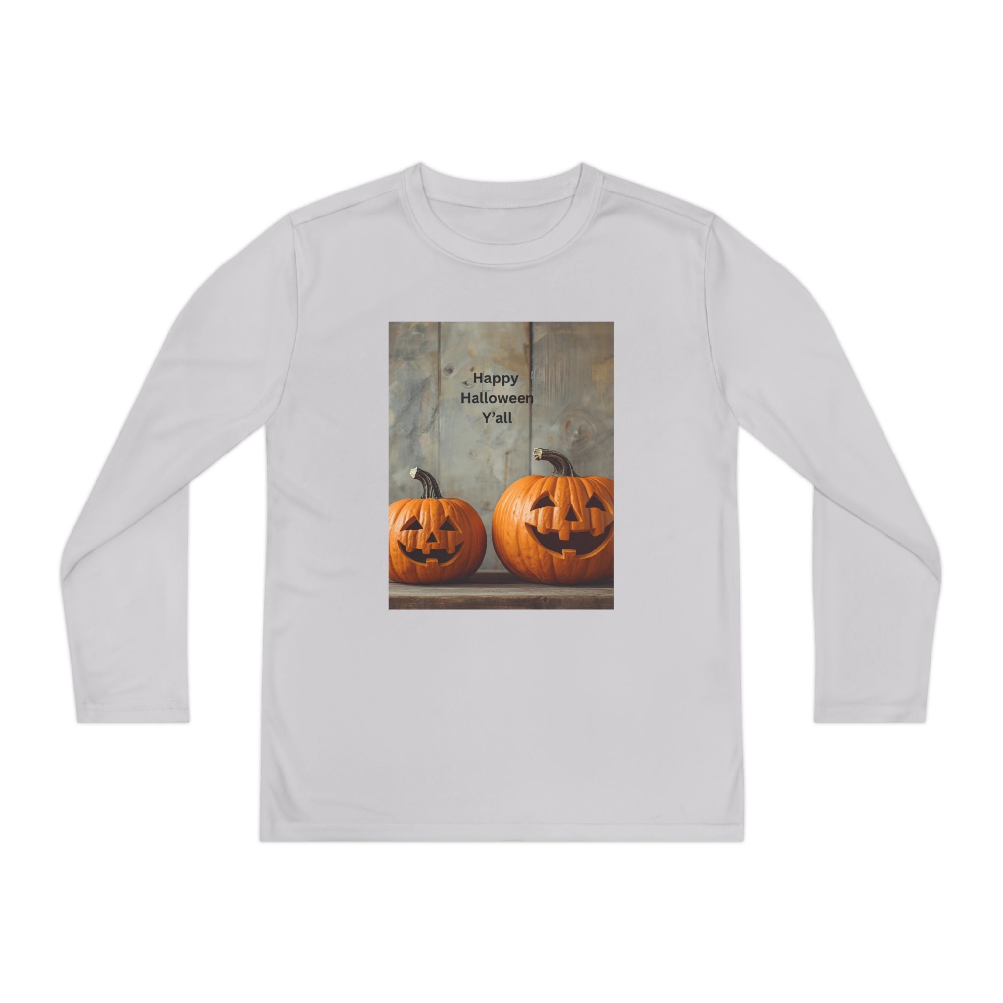 Youth Halloween Pumpkin Long Sleeve Tee, Funny Halloween Shirt, Kids Pumpkin Tee, Fall Celebration Top, Spooky Season Apparel
