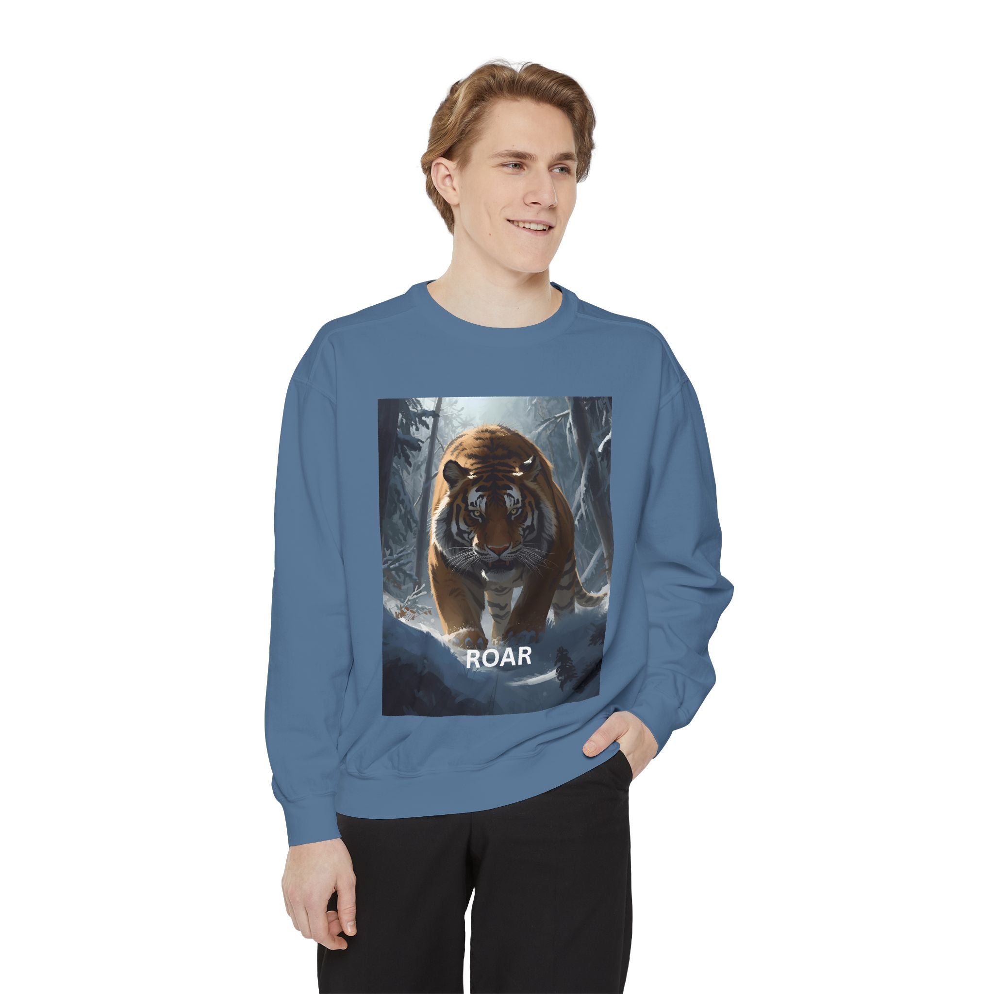 Tiger Roar Snow Unisex Garment-Dyed Sweatshirt