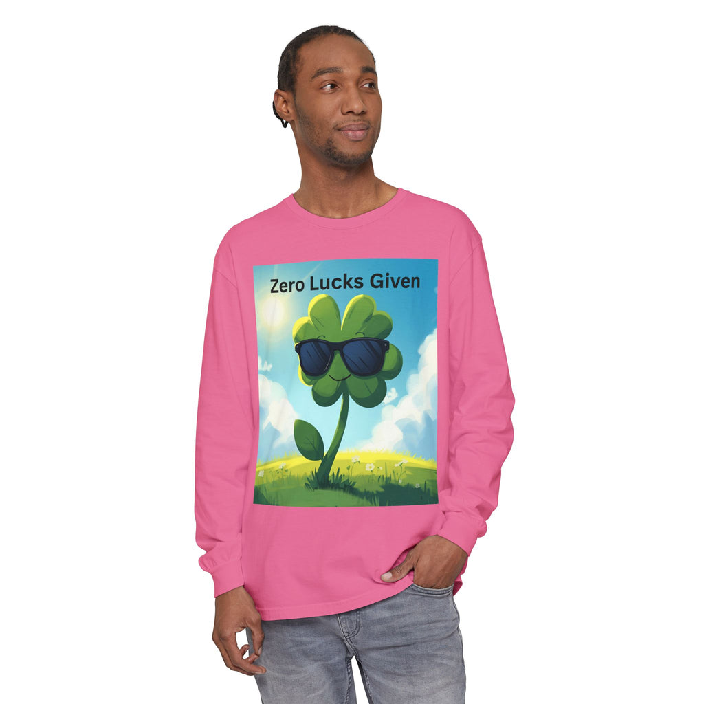Zero Lucks Given Unisex Garment-dyed Long Sleeve T-Shirt