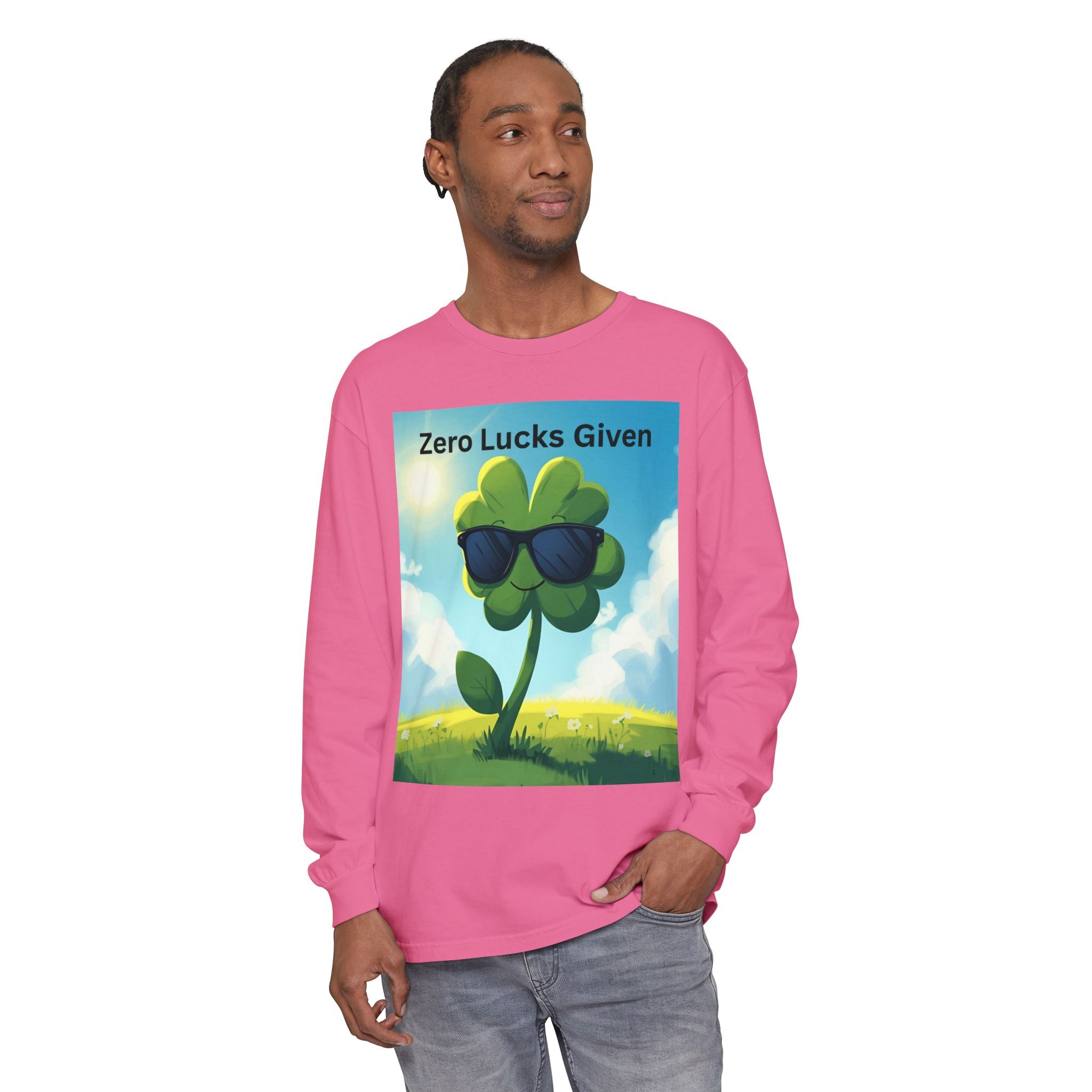 Zero Lucks Given Unisex Garment-dyed Long Sleeve T-Shirt