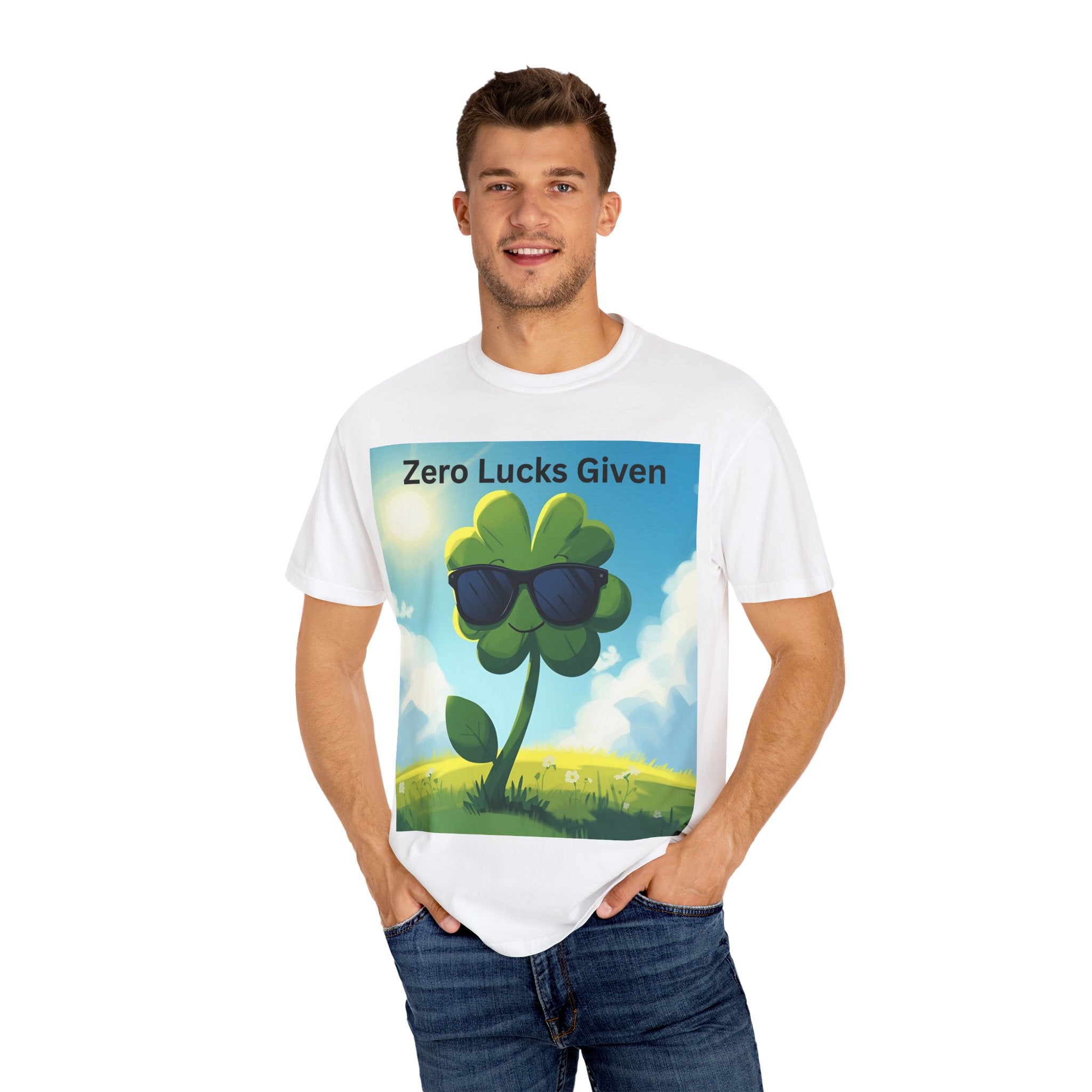 Zero Lucks Given T-Shirt, Fun Graphic Tee, Unisex Casual Shirt, St. Patrick's Day Gift, Lucky Charm Apparel, Summer Outfit