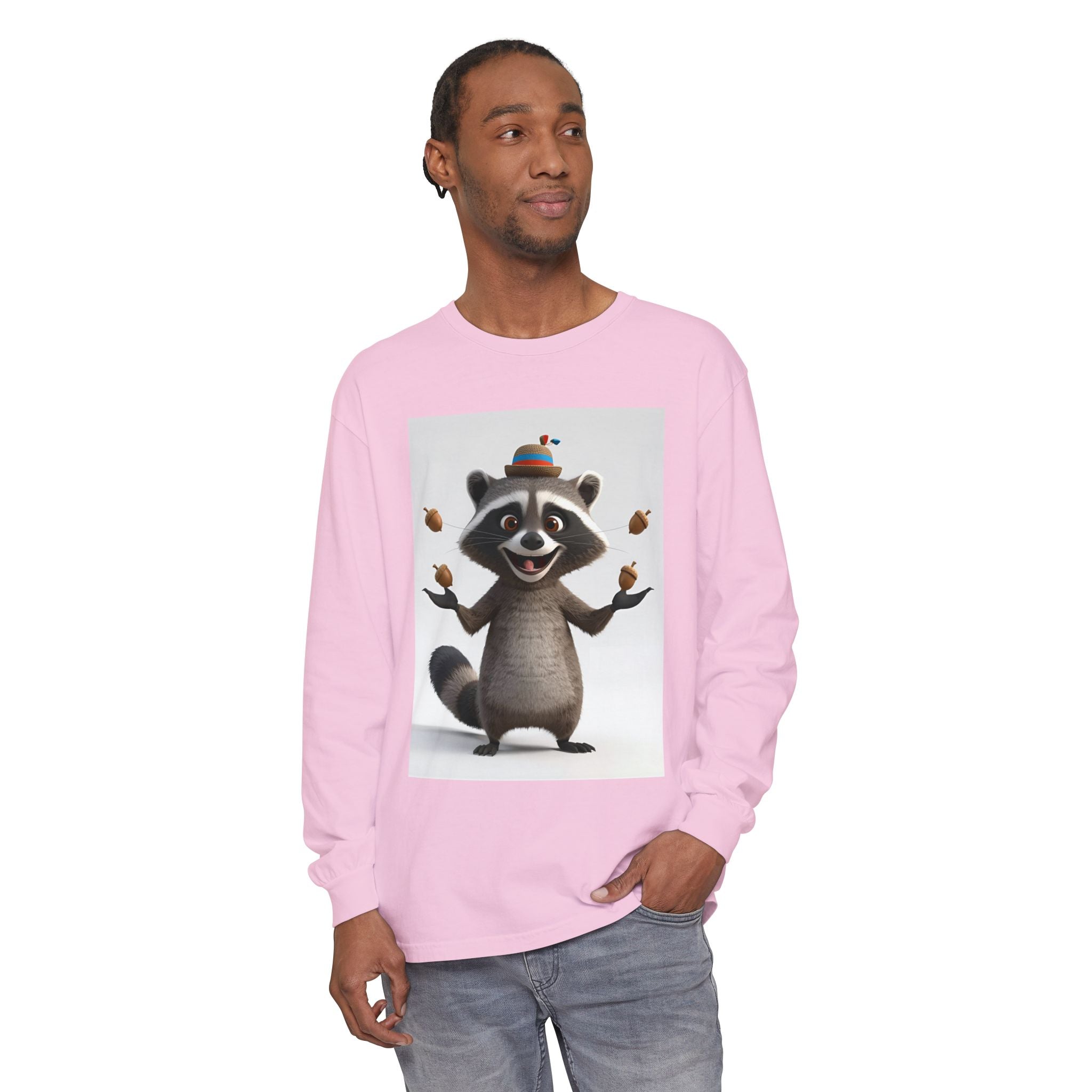 Raccoon Unisex Garment-dyed Long Sleeve T-Shirt