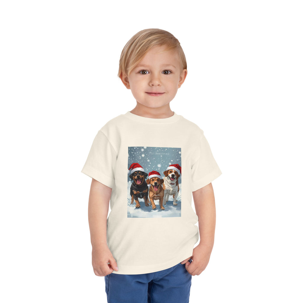 Cute Christmas Dogs Toddler Short Sleeve Tee