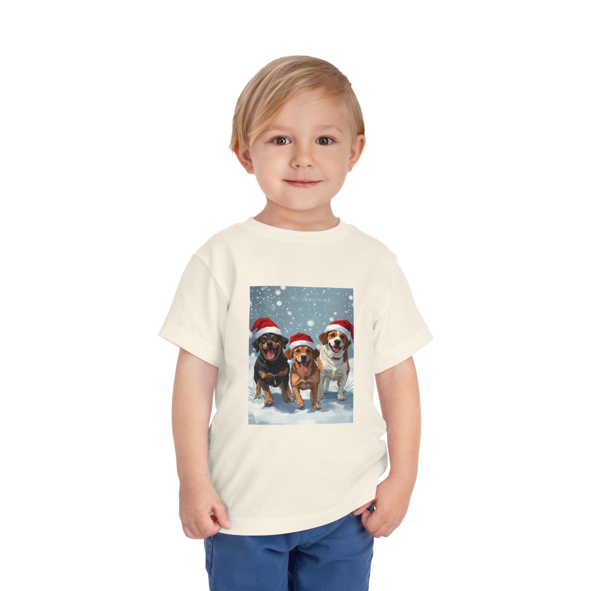 Cute Christmas Dogs Toddler Short Sleeve Tee