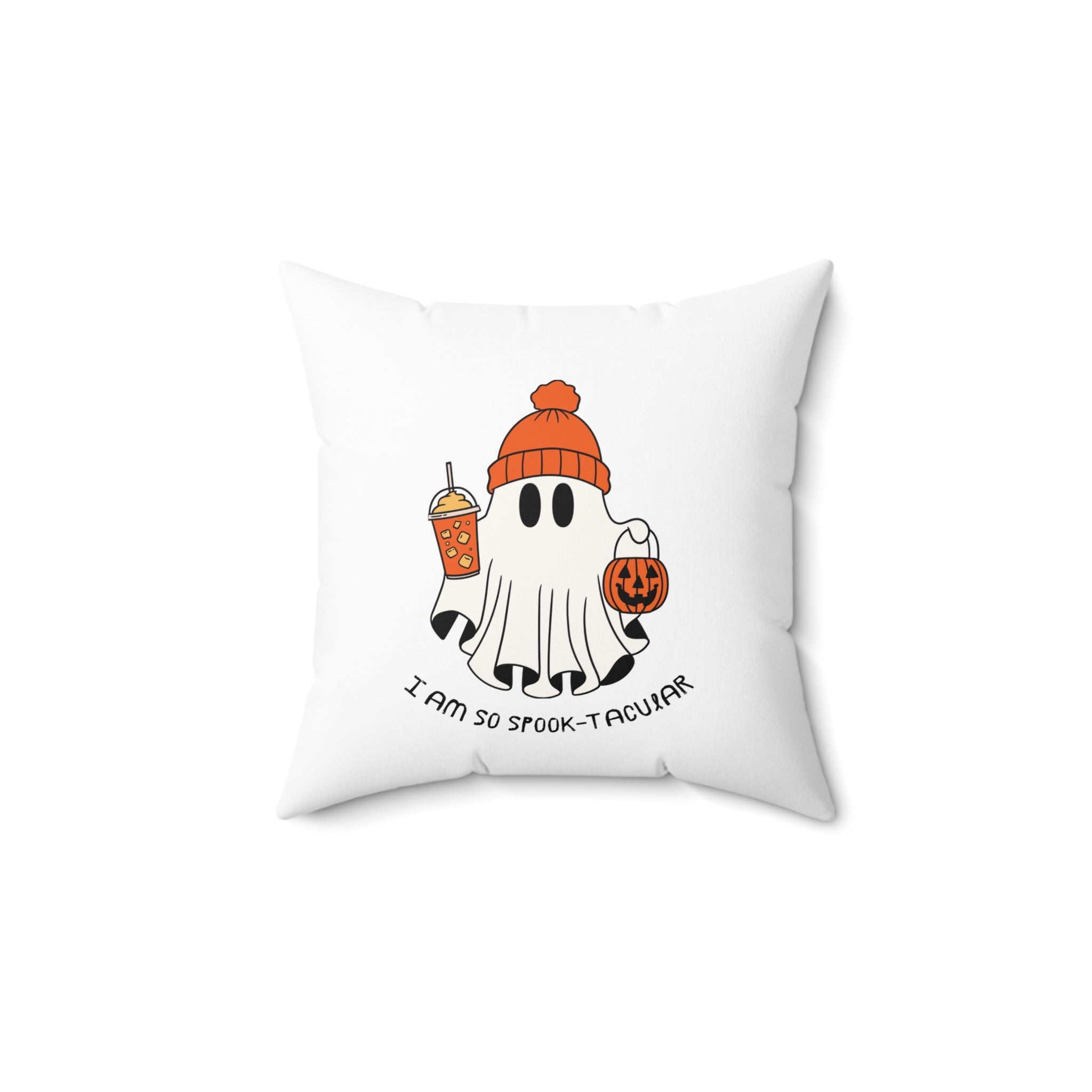 Funny Ghost Halloween Spun Polyester Square Pillow