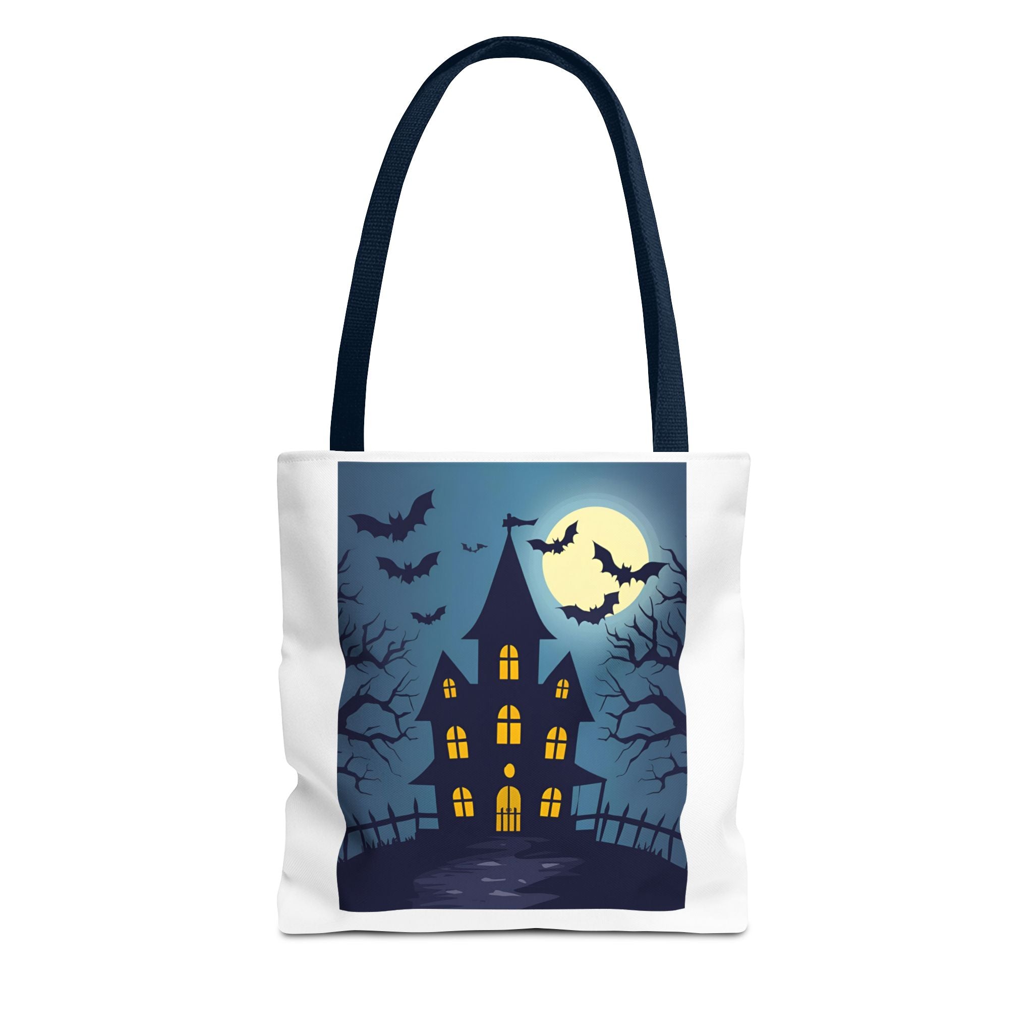 Halloween Haunted House Tote Bag, Spooky Shopping Bag, Party Favor, Trick or Treat, Autumn Accessory, Gift for Ghost Lovers, Haunted House Design