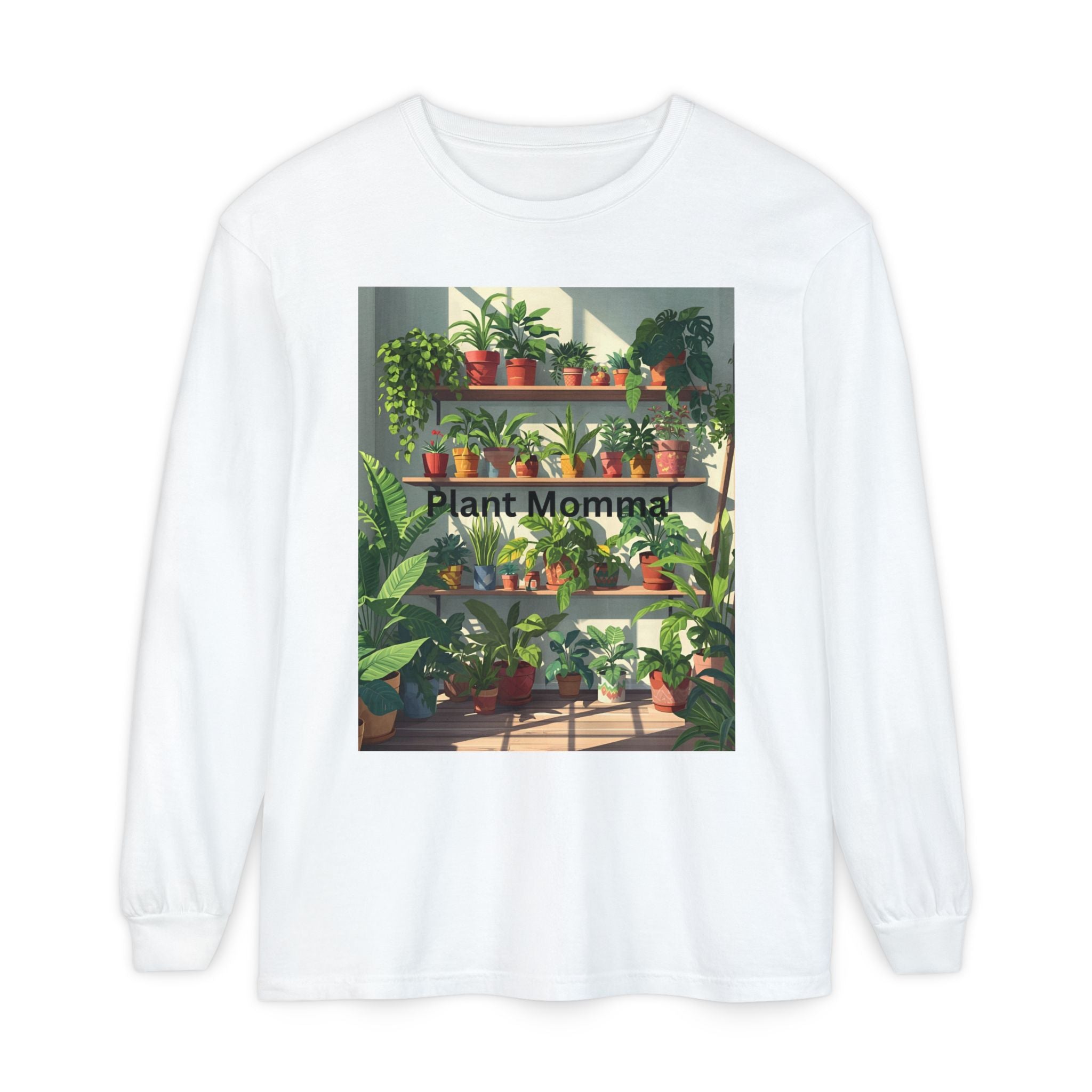 Plant Momma Long Sleeve T-Shirt, Perfect for Plant Lovers, Gardening Gifts, Eco-friendly Fashion, Casual Wear, Spring Celebrations