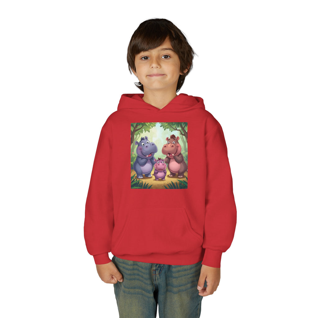 Hippo Cute Youth Heavy Blend Hooded Sweatshirt