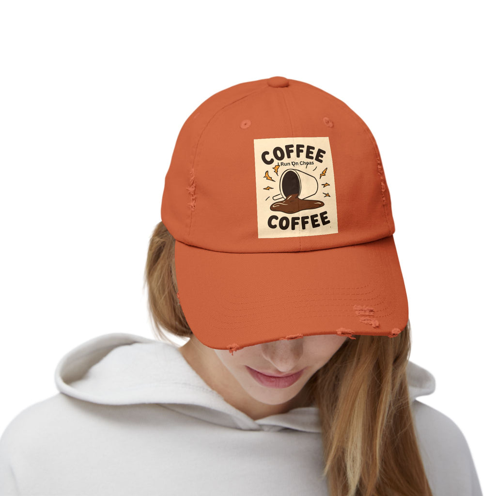 Coffee Coffee Unisex Distressed Cap