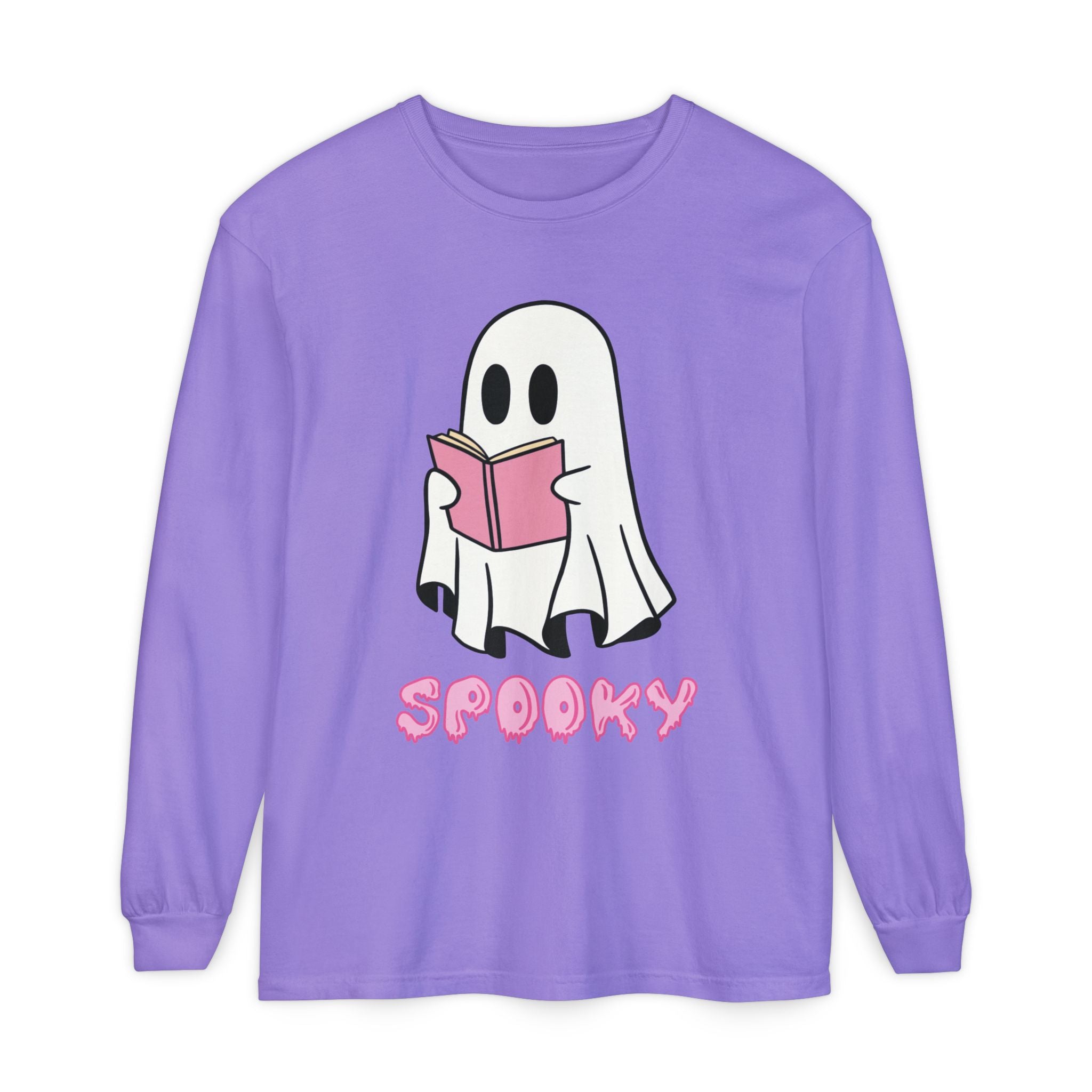 Spooky Ghost Long Sleeve T-Shirt, Halloween Shirt, Unisex Tee, Cozy Casual Apparel, Ghost Reading Book Design, Perfect for Fall [...]