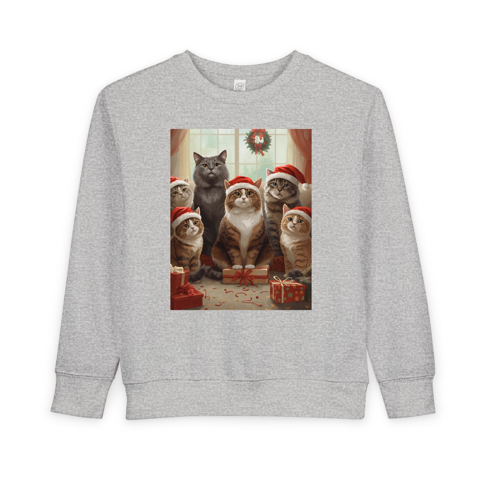 Cute Festive Christmas Cat Toddler Sweatshirt