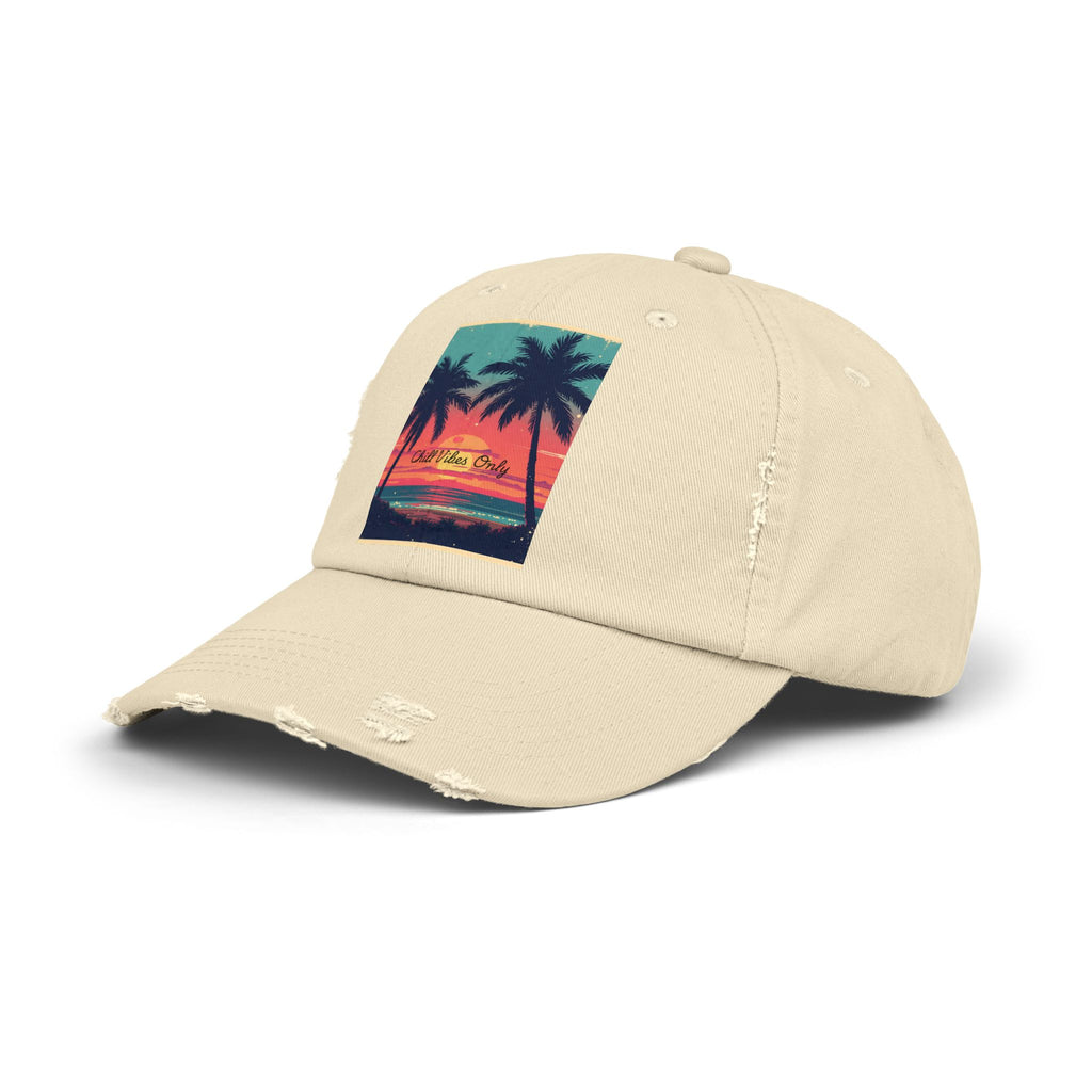 Tropical Sunset Unisex Distressed Cap