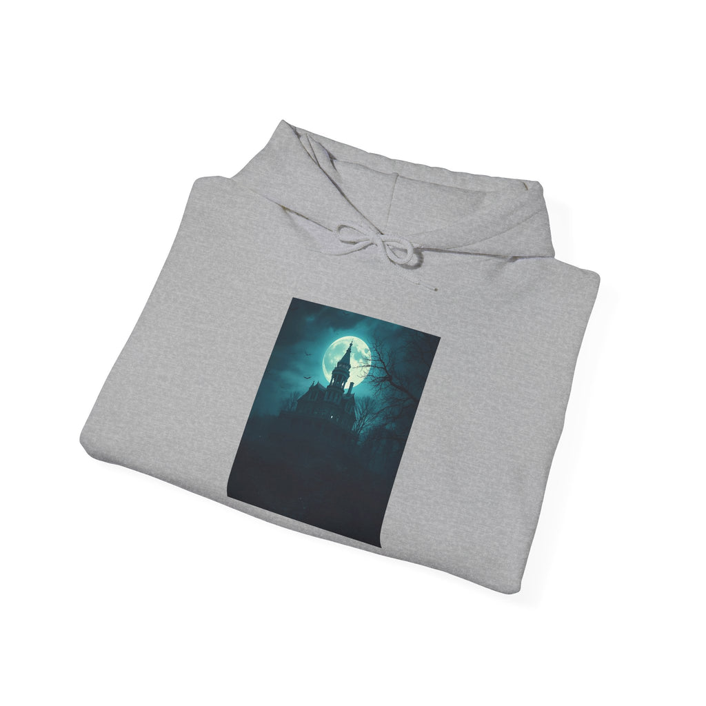 Haunted Moonlight Mystical Nightscape Hooded Sweatshirt - Cozy Casual, Unisex Fashion, Gift Idea, Halloween Apparel, Unique Statement Piece