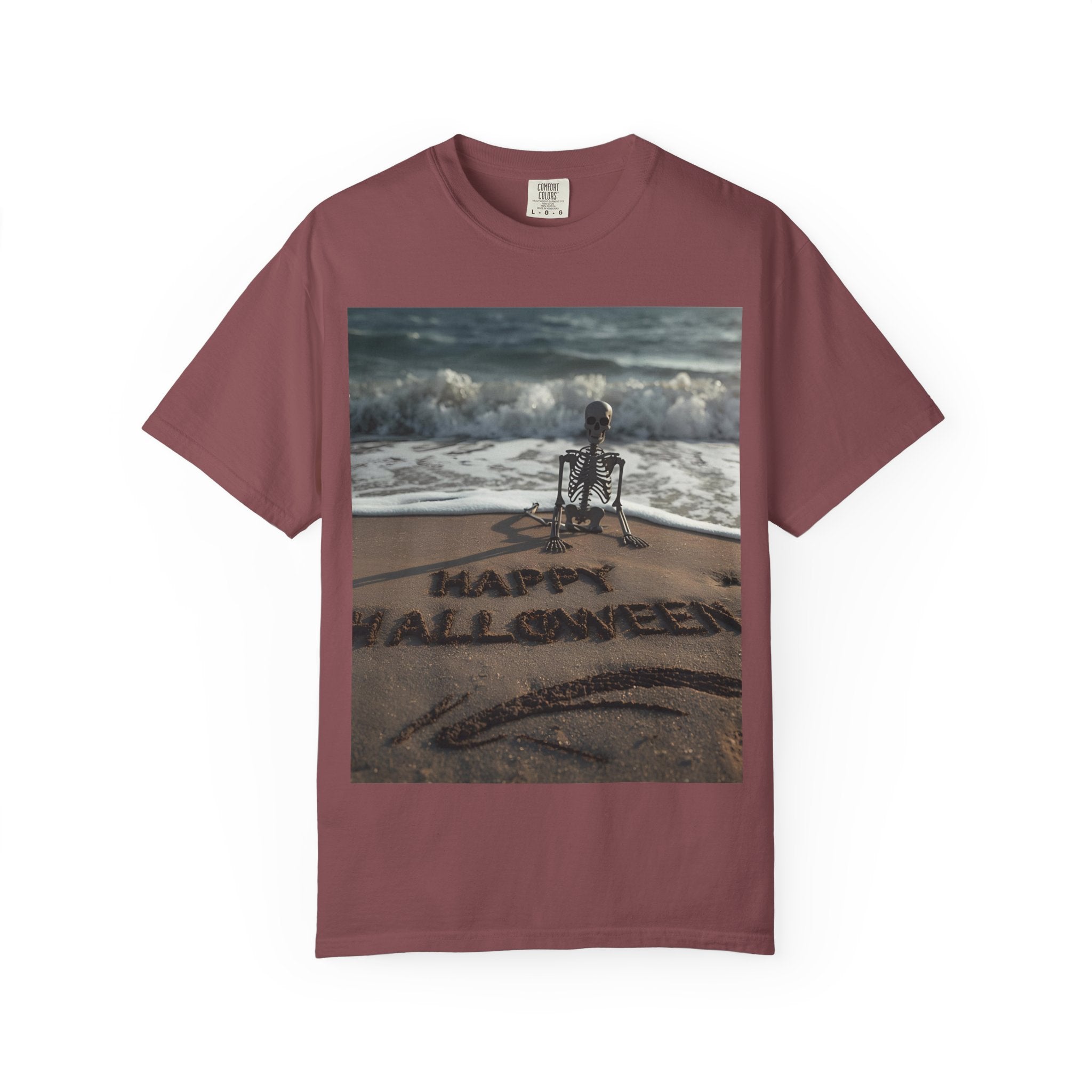 Halloween Beach Skeleton Vibes Unisex T-Shirt, Spooky Summer Tee, Fun Halloween Shirt, Beachwear, Casual Halloween Outfit